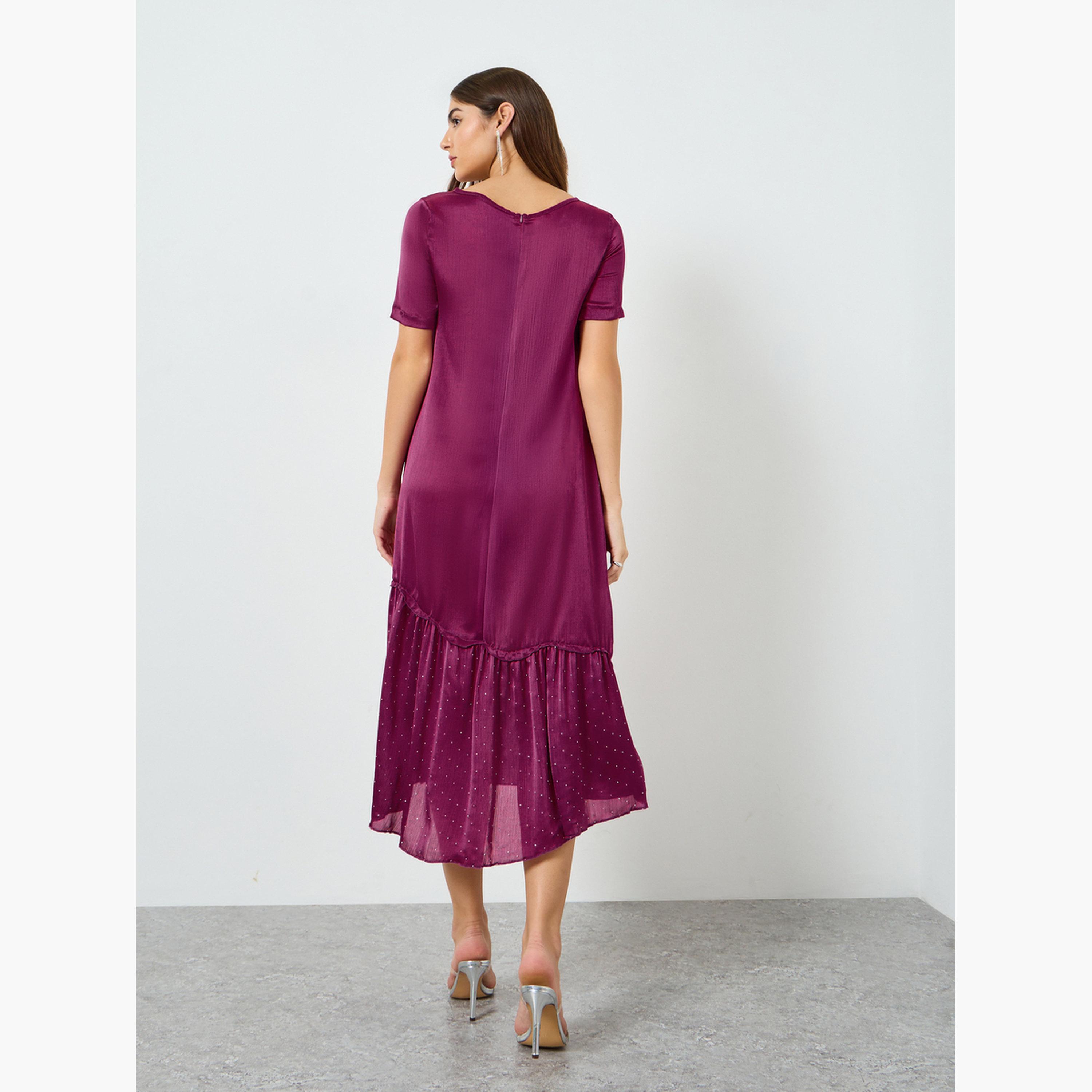 فستان ميدي بحافة مكشكشة للنساء-women-clothing-dresses-image-4