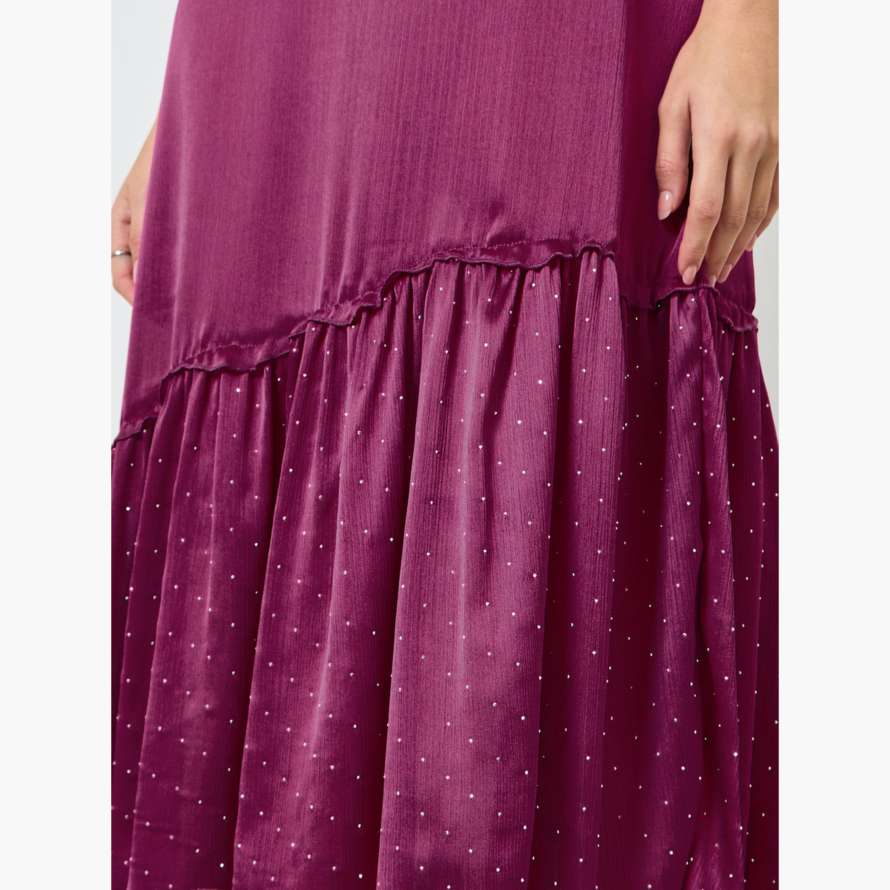 فستان ميدي بحافة مكشكشة للنساء-women-clothing-dresses-image-5