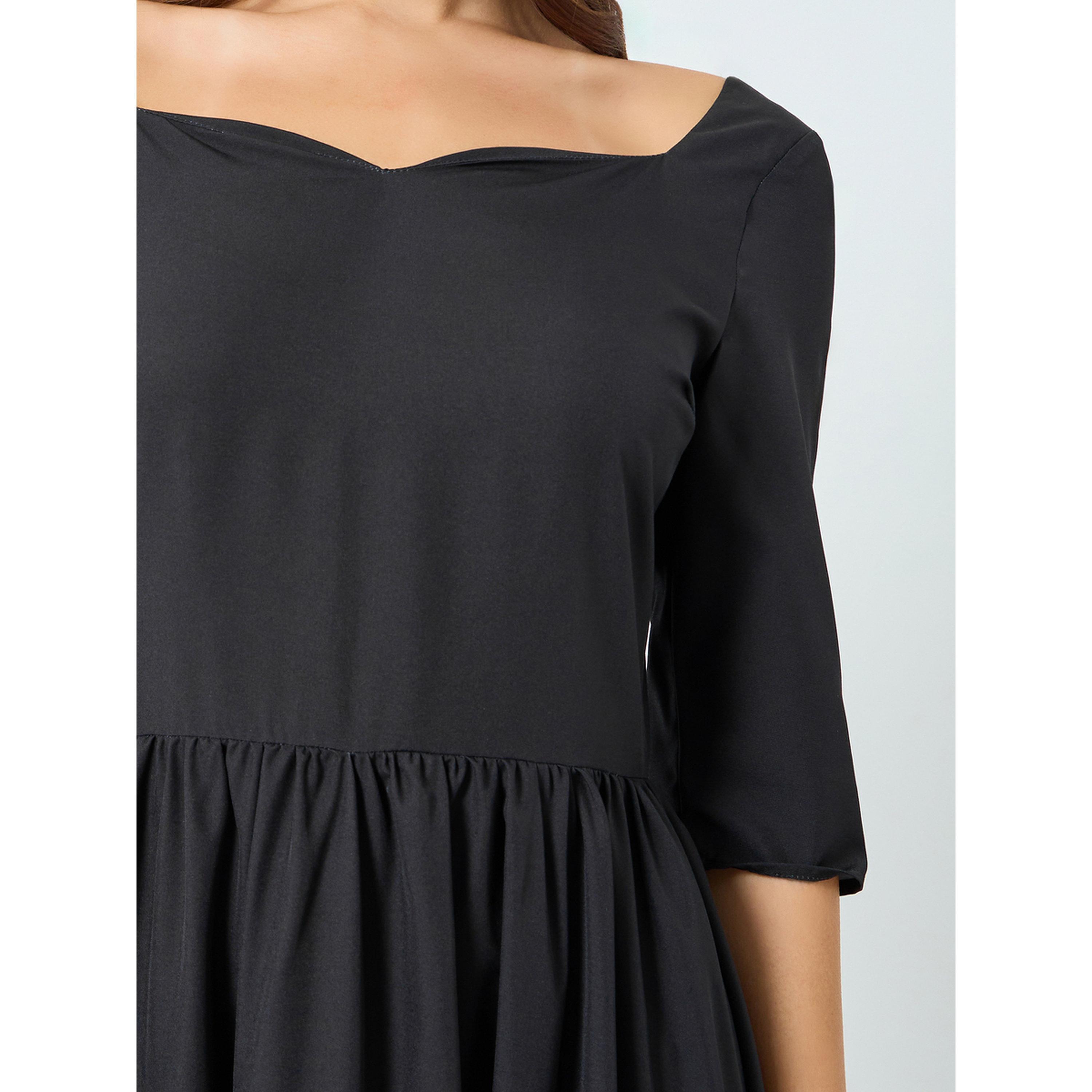 Styli Women Black Floral Print A-Line Midi Dress-women-clothing-dresses-image-6
