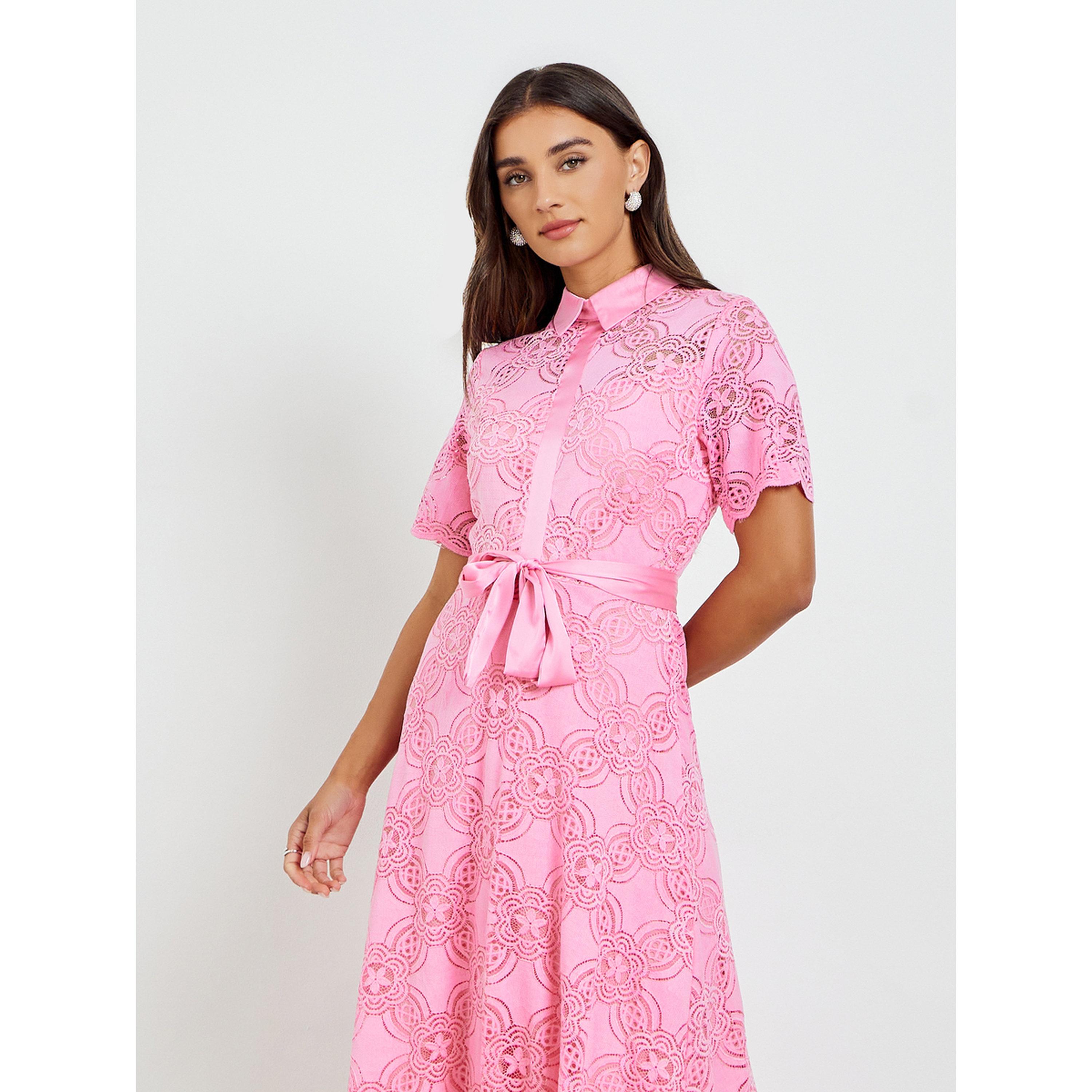 فستان طويل بنمط قميص من الدانتيل-women-clothing-dresses-image-2