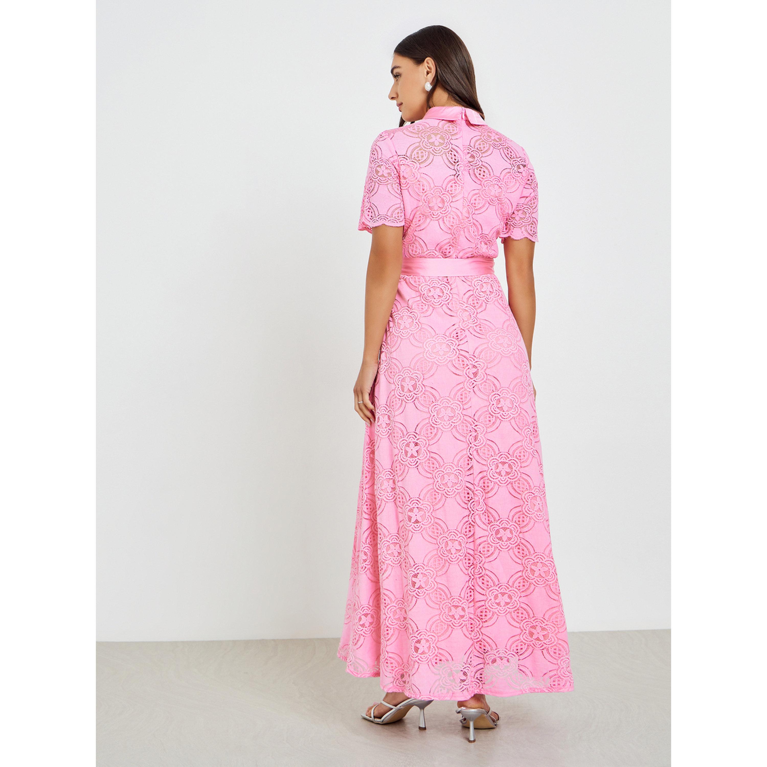 فستان طويل بنمط قميص من الدانتيل-women-clothing-dresses-image-4