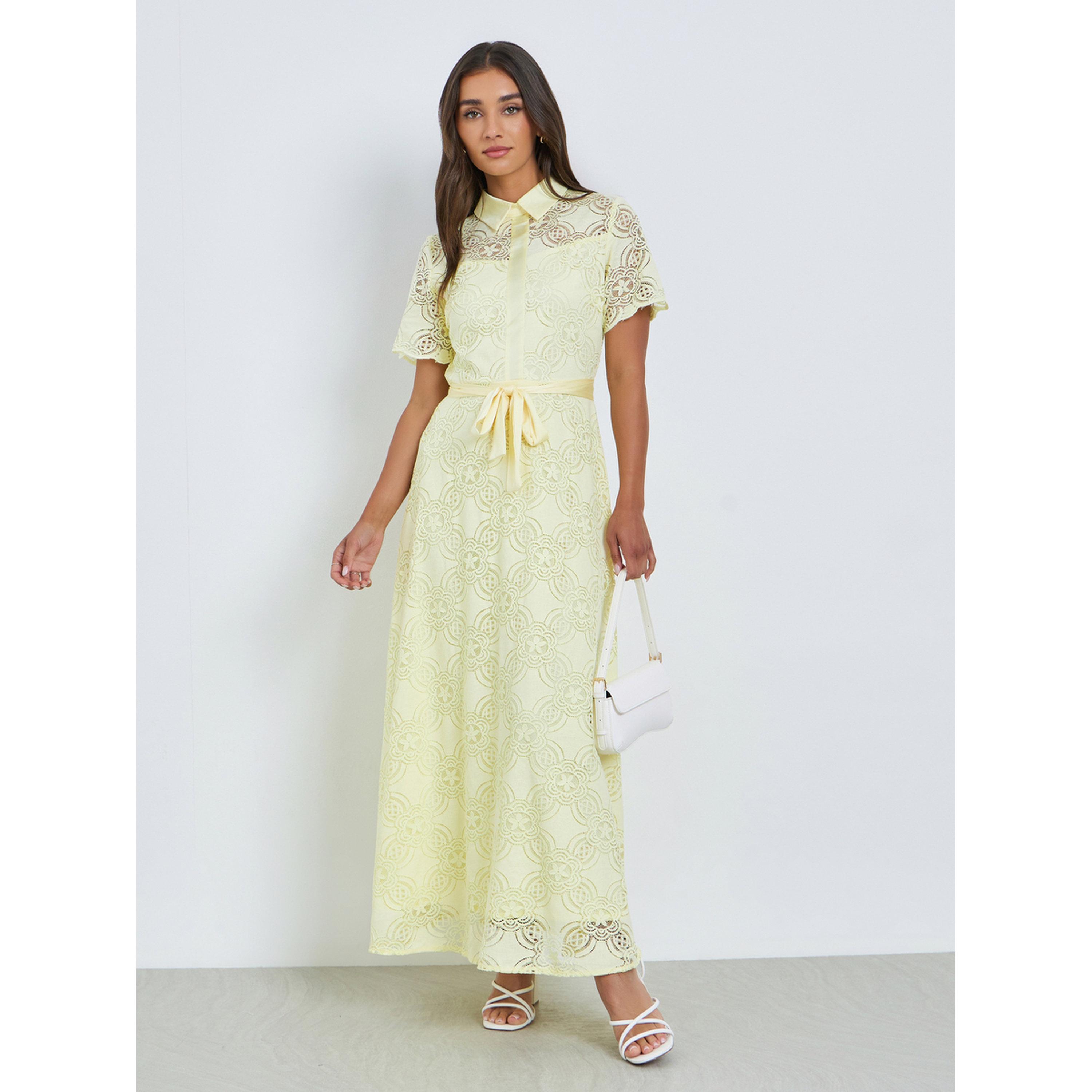 فستان طويل بنمط قميص من الدانتيل-women-clothing-dresses-image-1