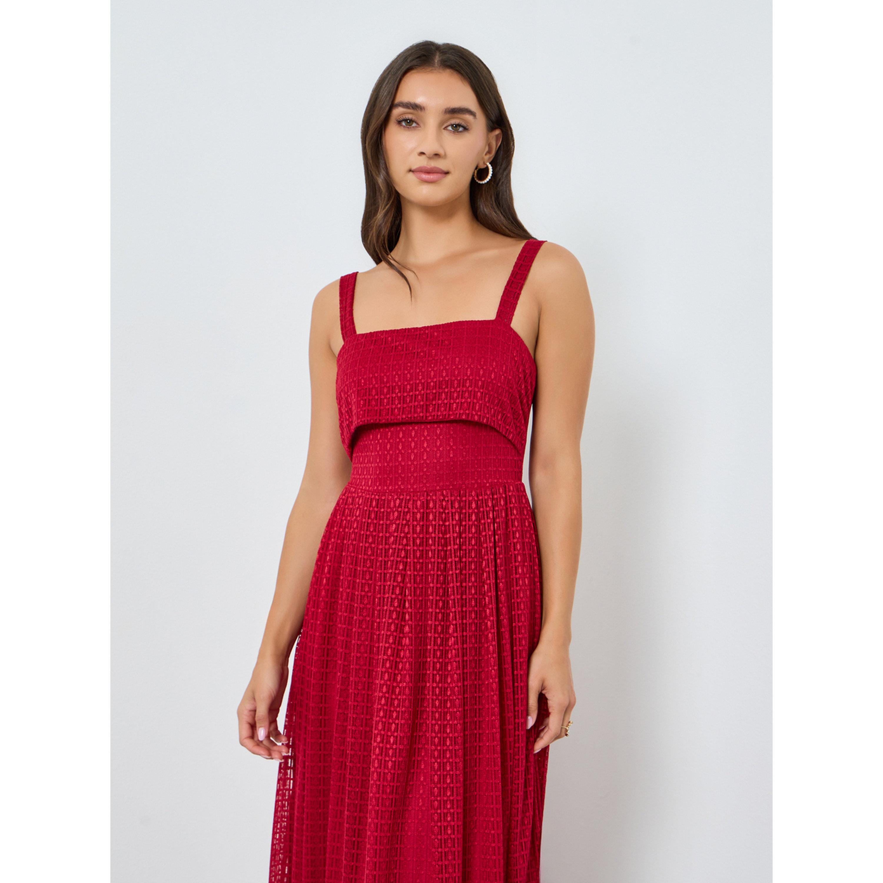 Styli Women Red Lace Strappy A-Line Maxi Dress-women-clothing-dresses-image-2