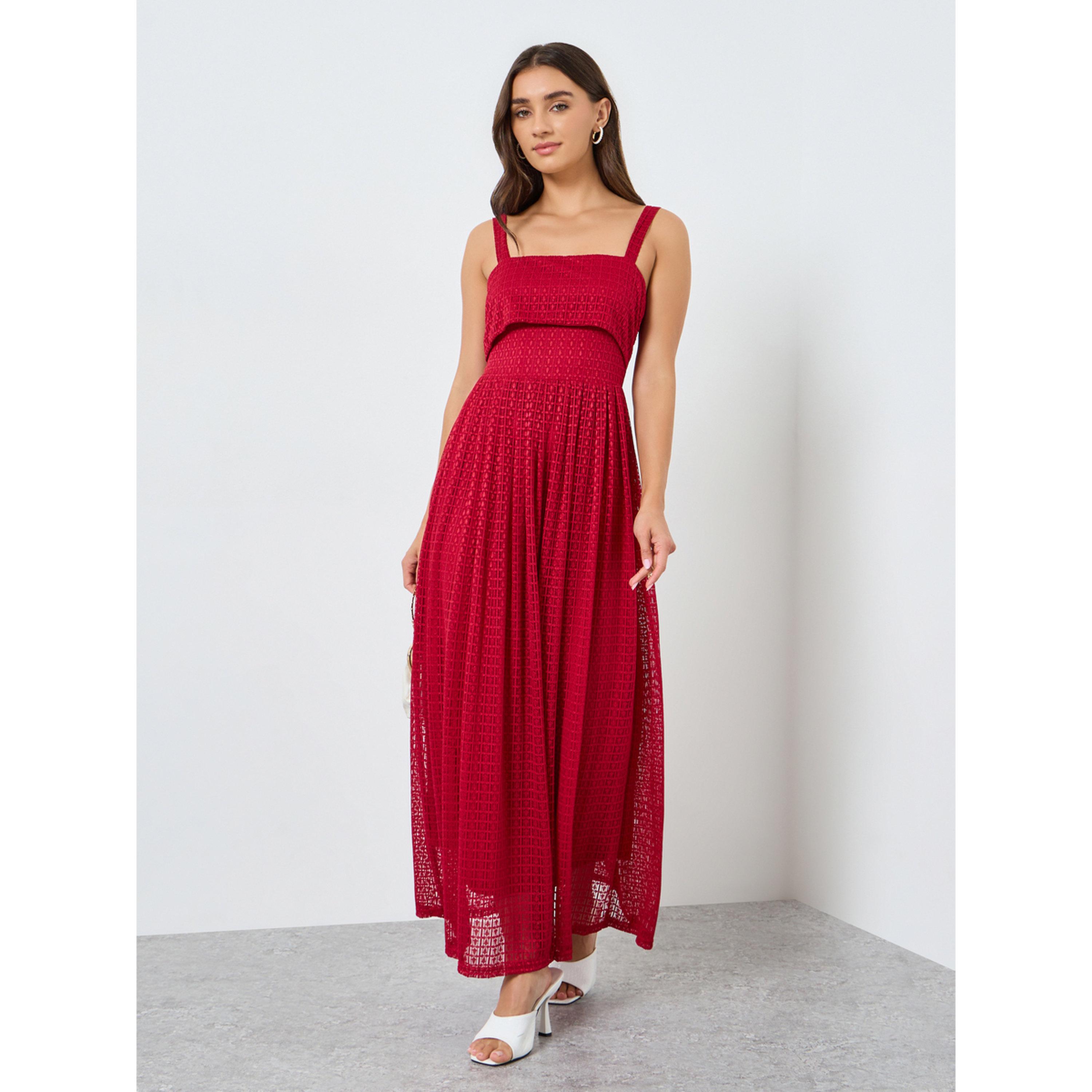 فستان طويل بحافة واسعة وتفاصيل دانتيل مع حمالات-women-clothing-dresses-image-3