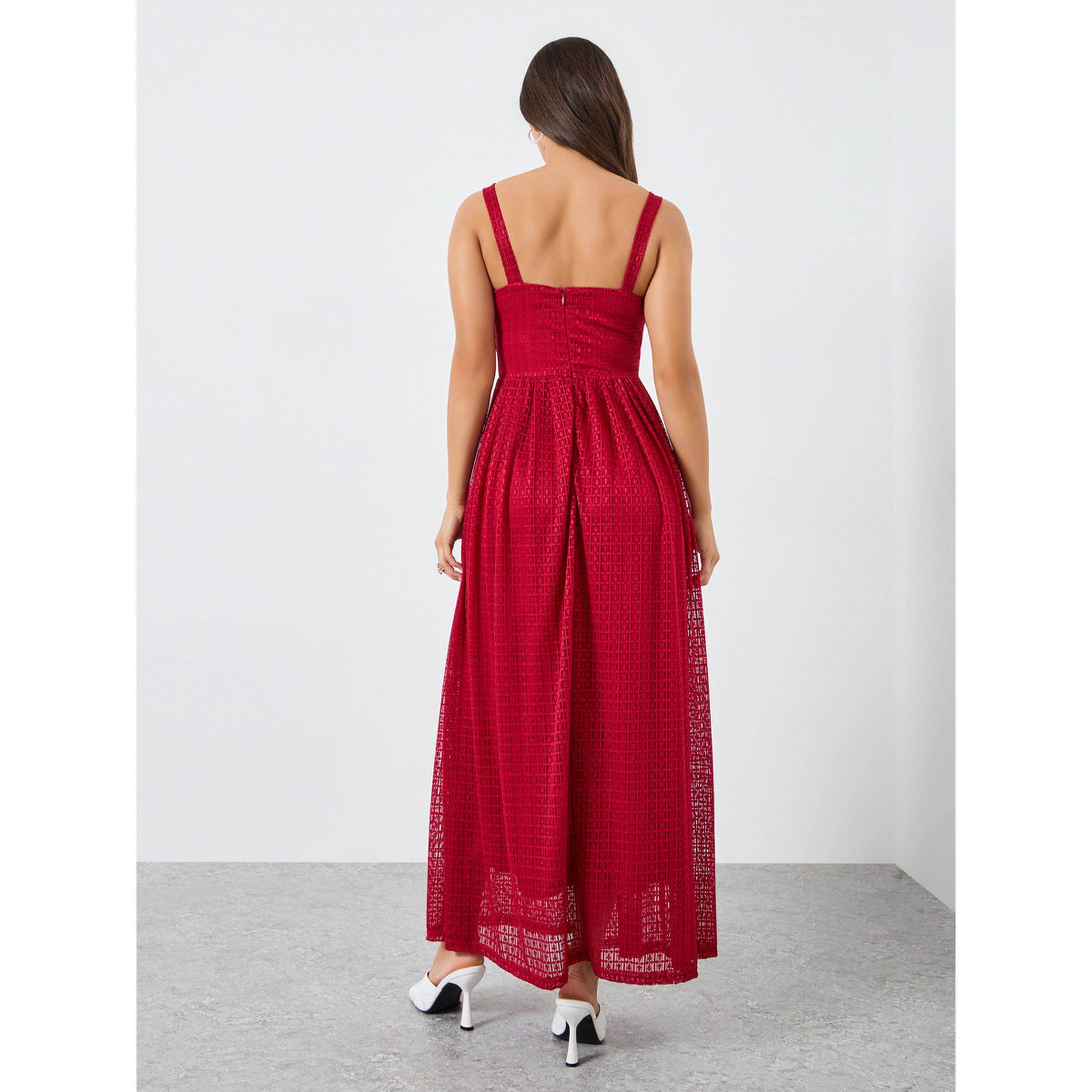 Styli Women Red Lace Strappy A-Line Maxi Dress-women-clothing-dresses-image-4