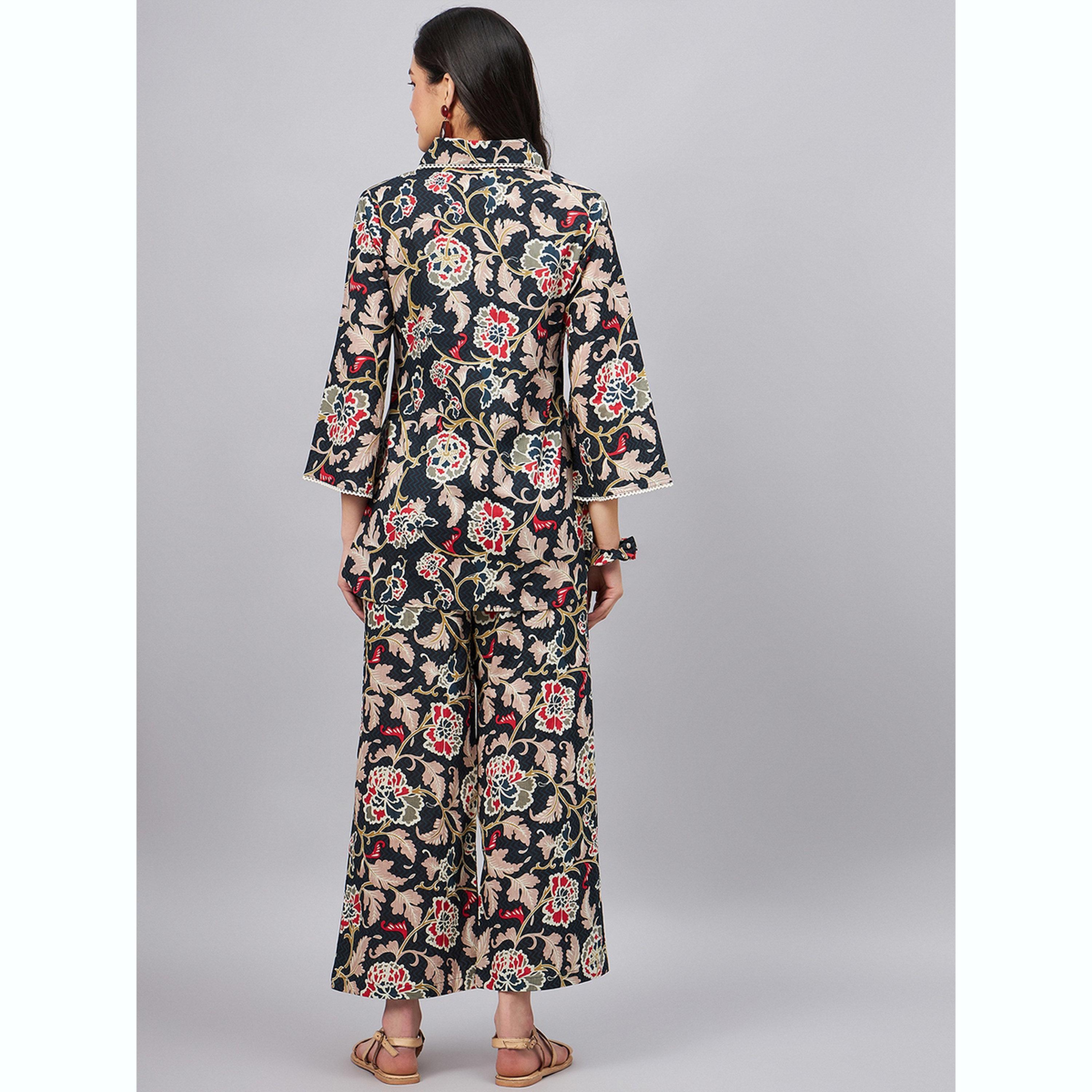 طقم منسق من بلوزة طويلة وبنطال مع ربطة سكرانشي-women-clothing-coordsets-image-3