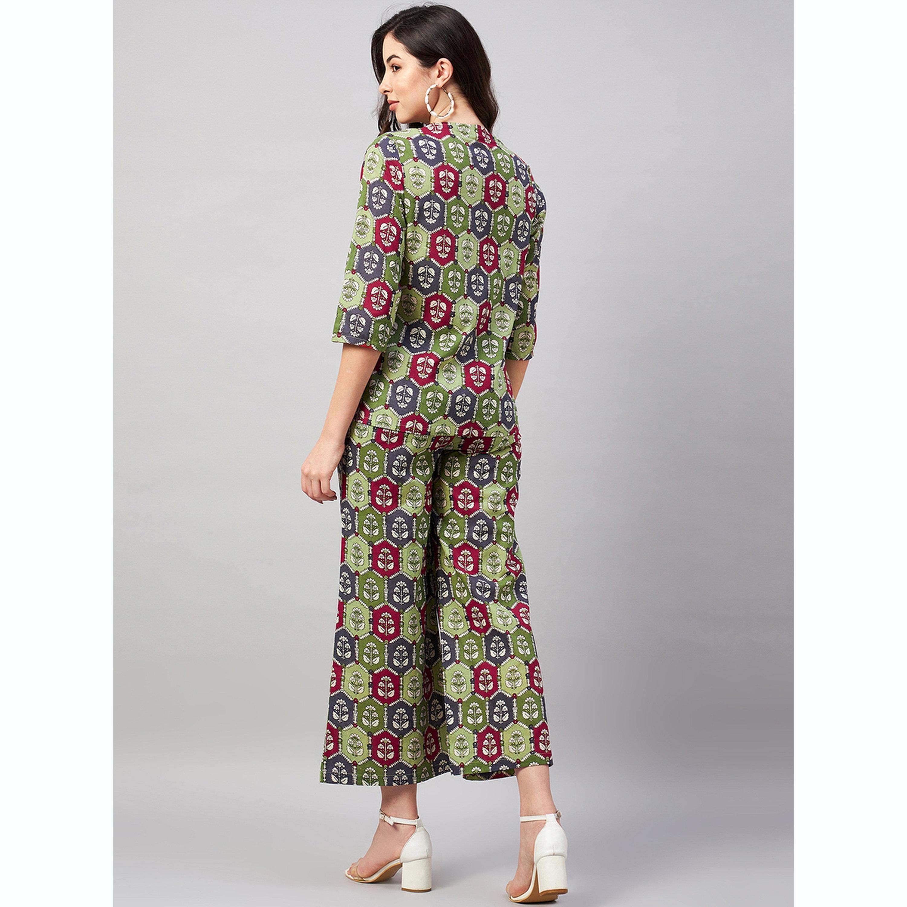 طقم قميص بفتحة عند الخصر وبنطلون وربطة شعر-women-clothing-coordsets-image-3