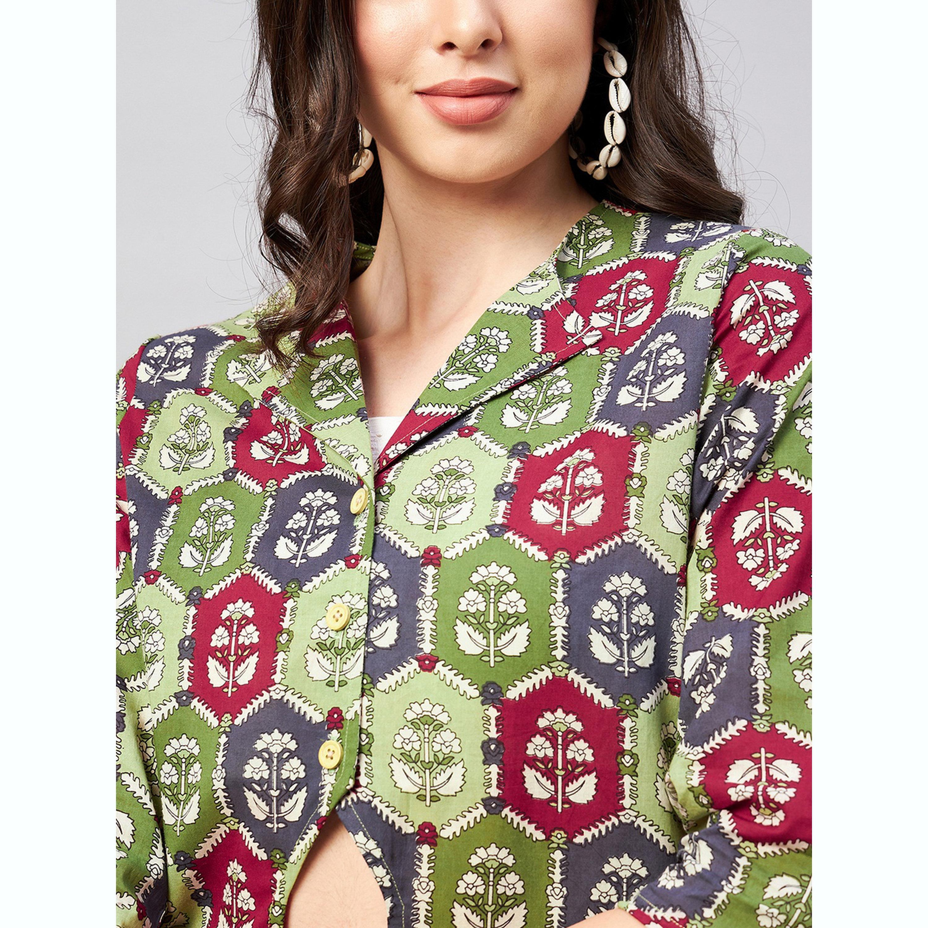 طقم قميص بفتحة عند الخصر وبنطلون وربطة شعر-women-clothing-coordsets-image-6