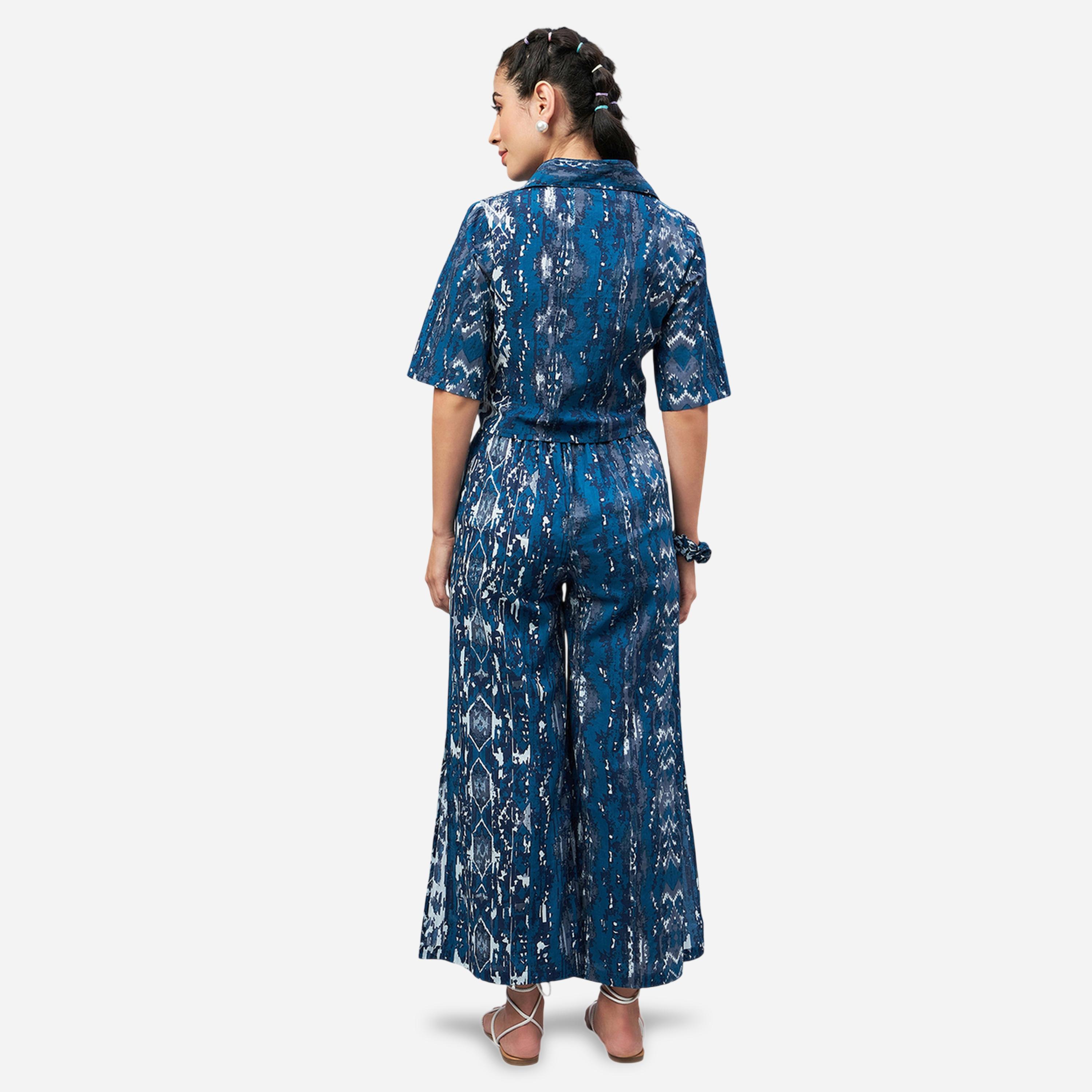 طقم منسق من بنطال واسع وبلوزة قصيرة مع ربطة سكرانشي-women-clothing-coordsets-image-5