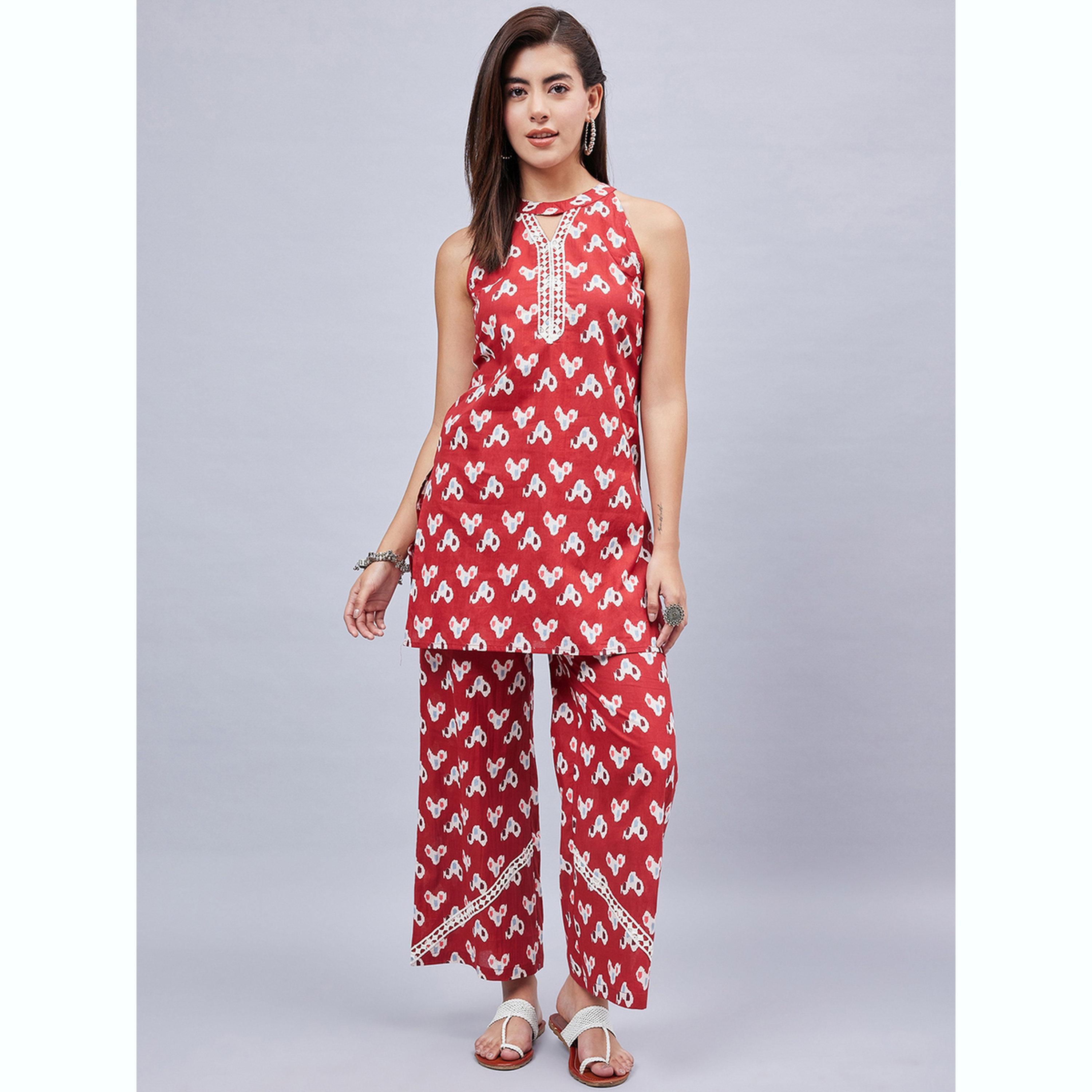 طقم بلوزة طويلة مطبوعة وبنطال-women-clothing-coordsets-image-1