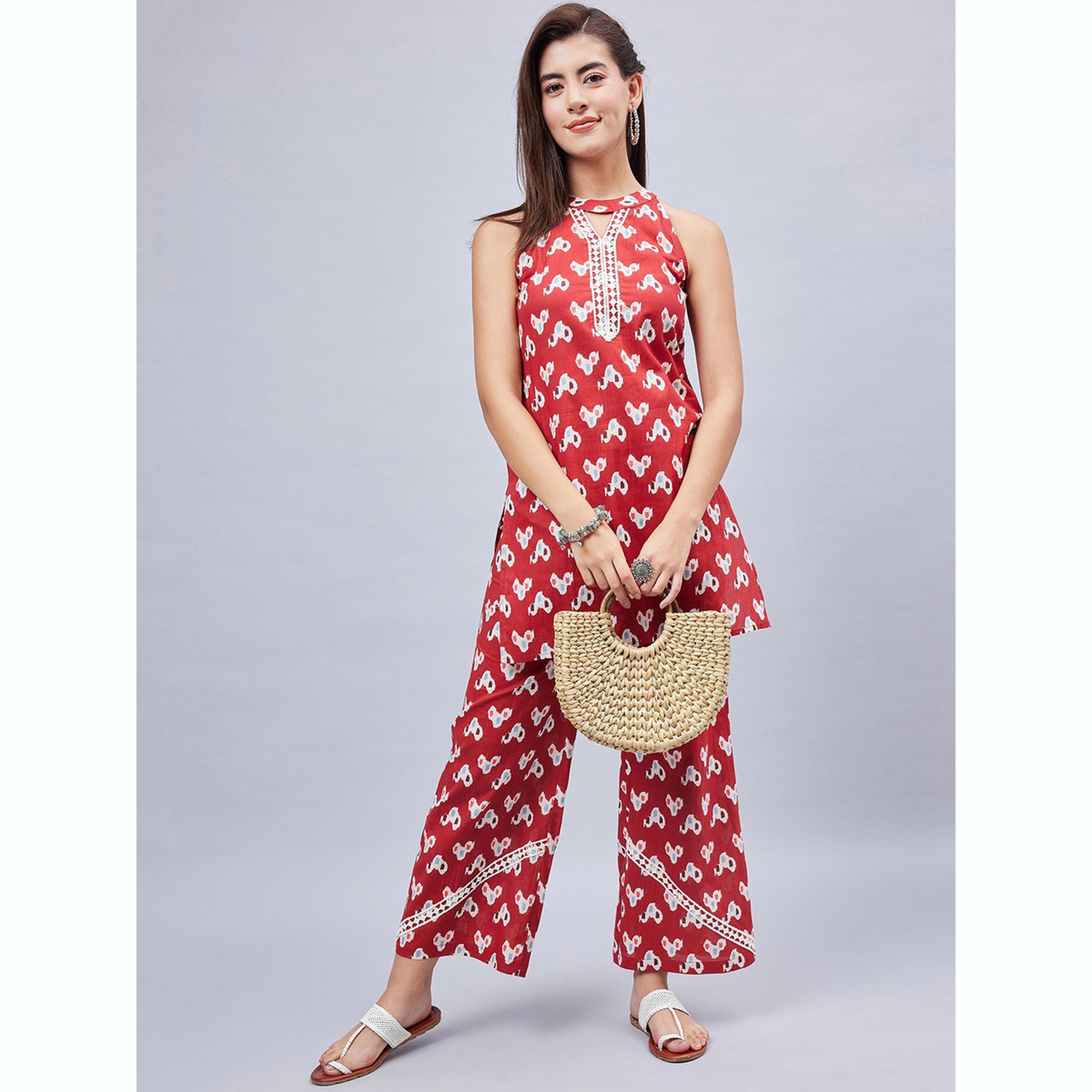 طقم بلوزة طويلة مطبوعة وبنطال-women-clothing-coordsets-image-2