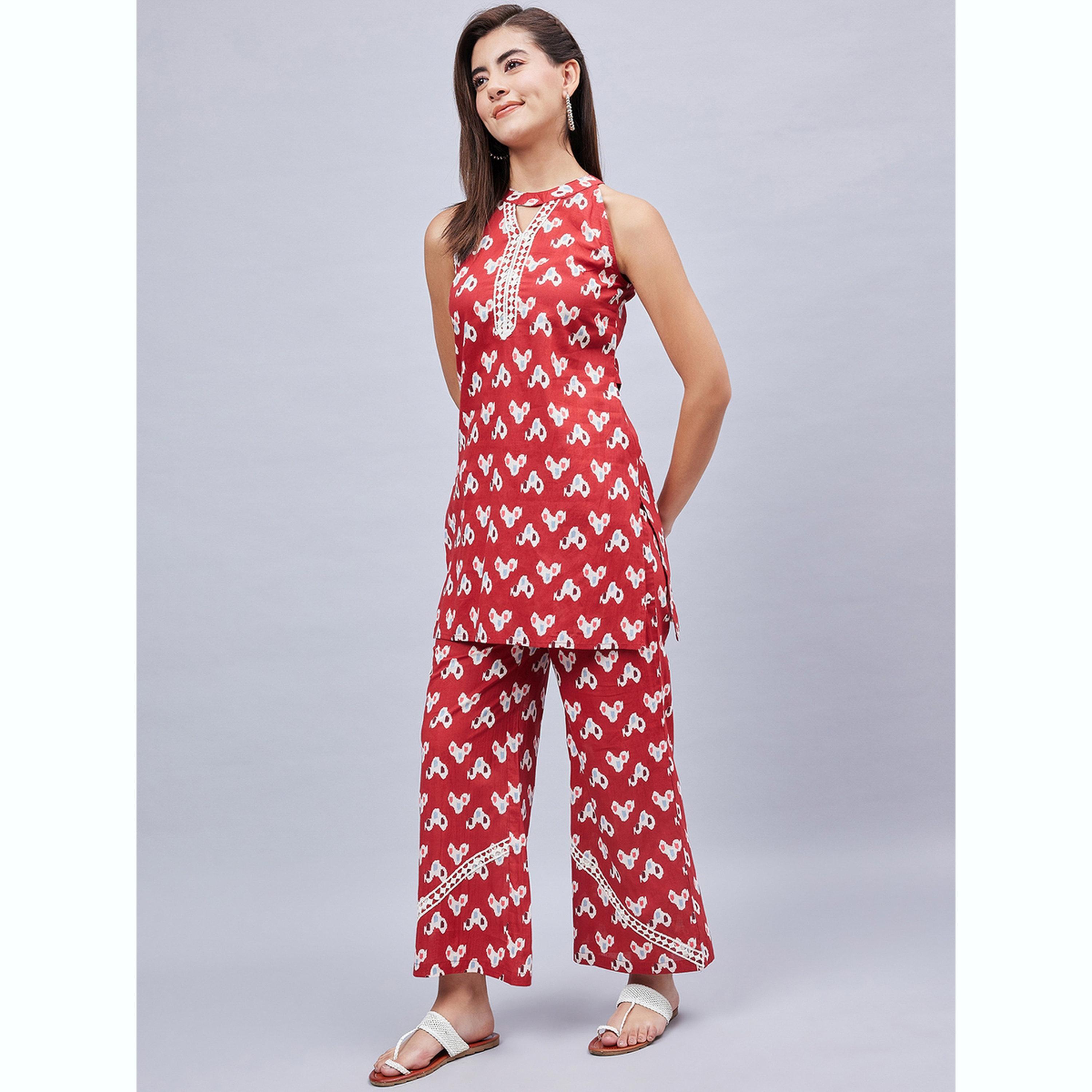 طقم بلوزة طويلة مطبوعة وبنطال-women-clothing-coordsets-image-3