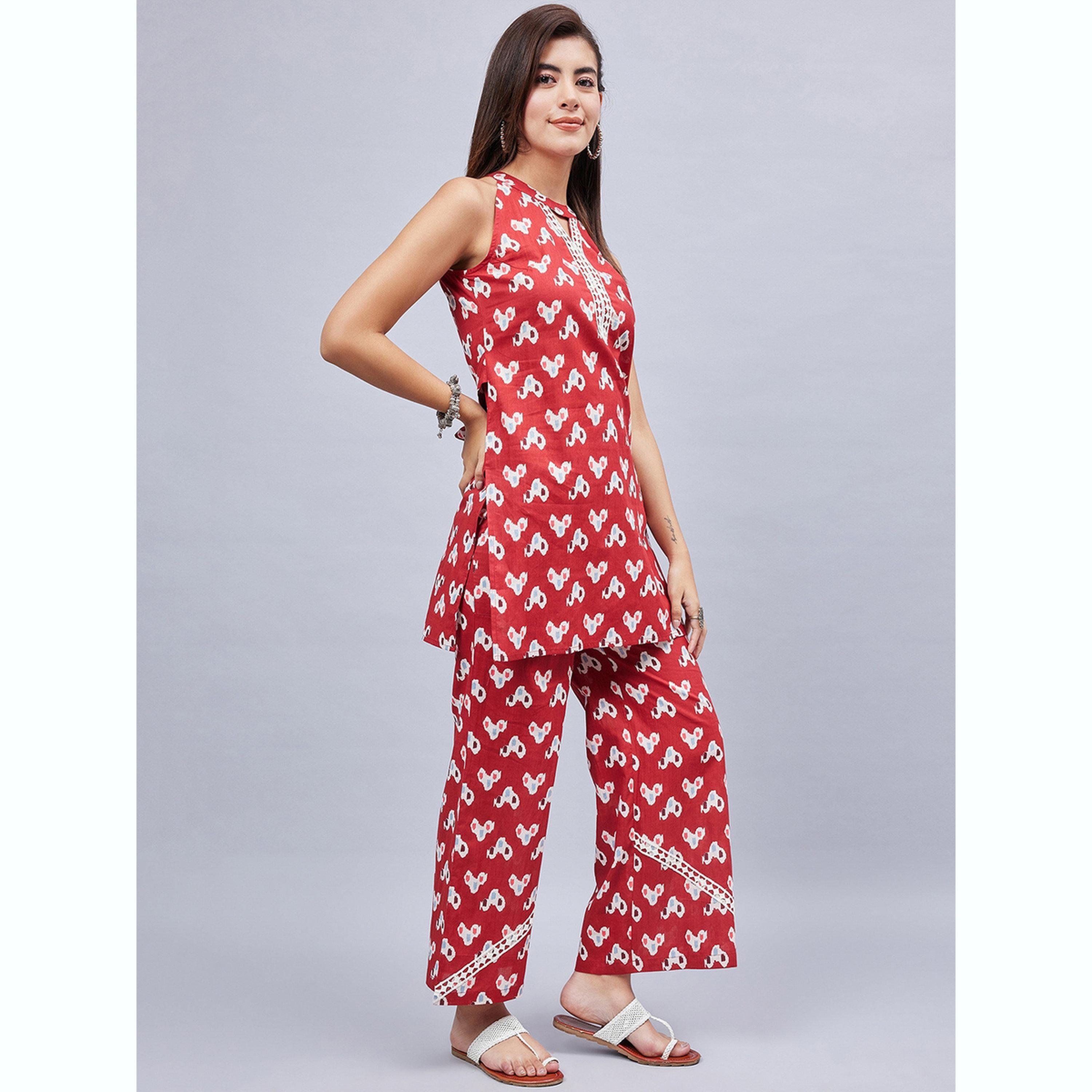 طقم بلوزة طويلة مطبوعة وبنطال-women-clothing-coordsets-image-4
