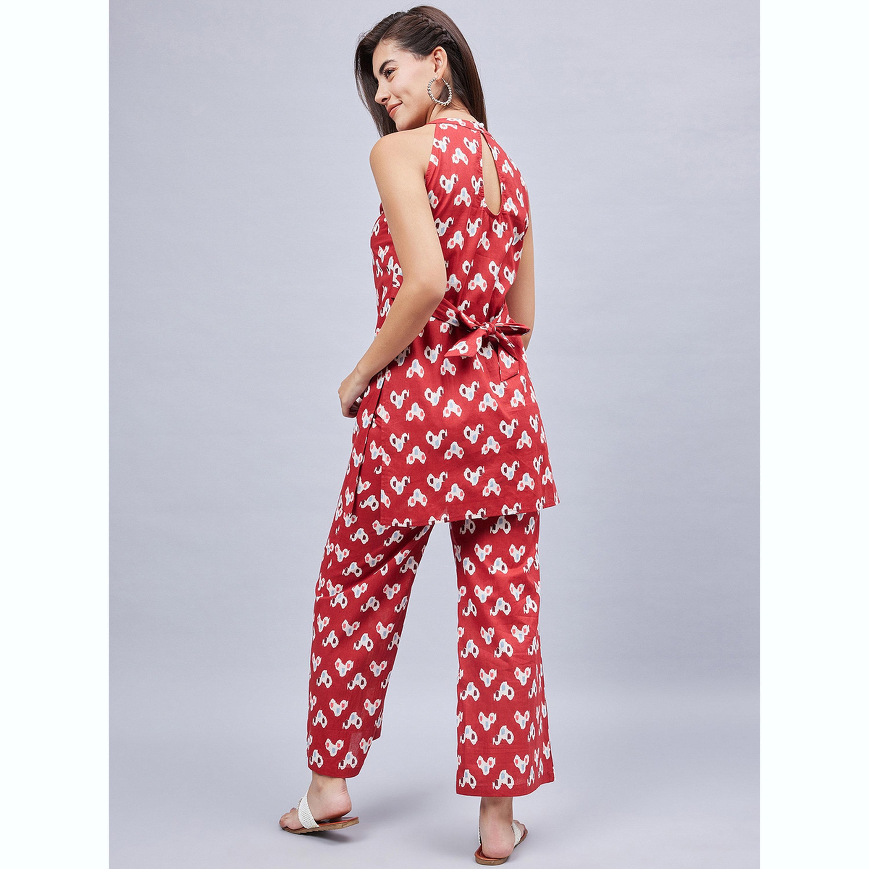 طقم بلوزة طويلة مطبوعة وبنطال-women-clothing-coordsets-image-5