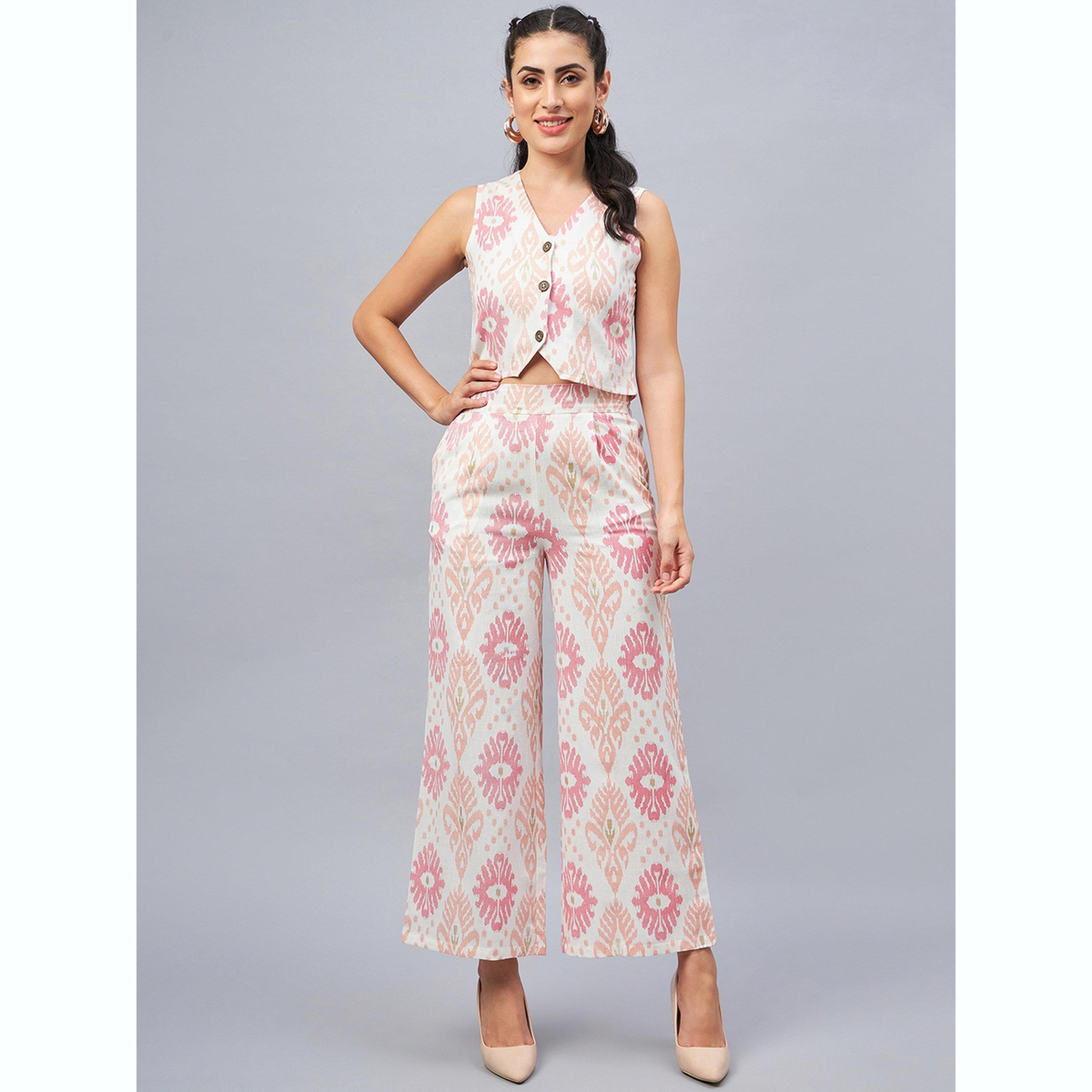 طقم سترة مطبوعة بنمط هندسي وبنطال-women-clothing-coordsets-image-1