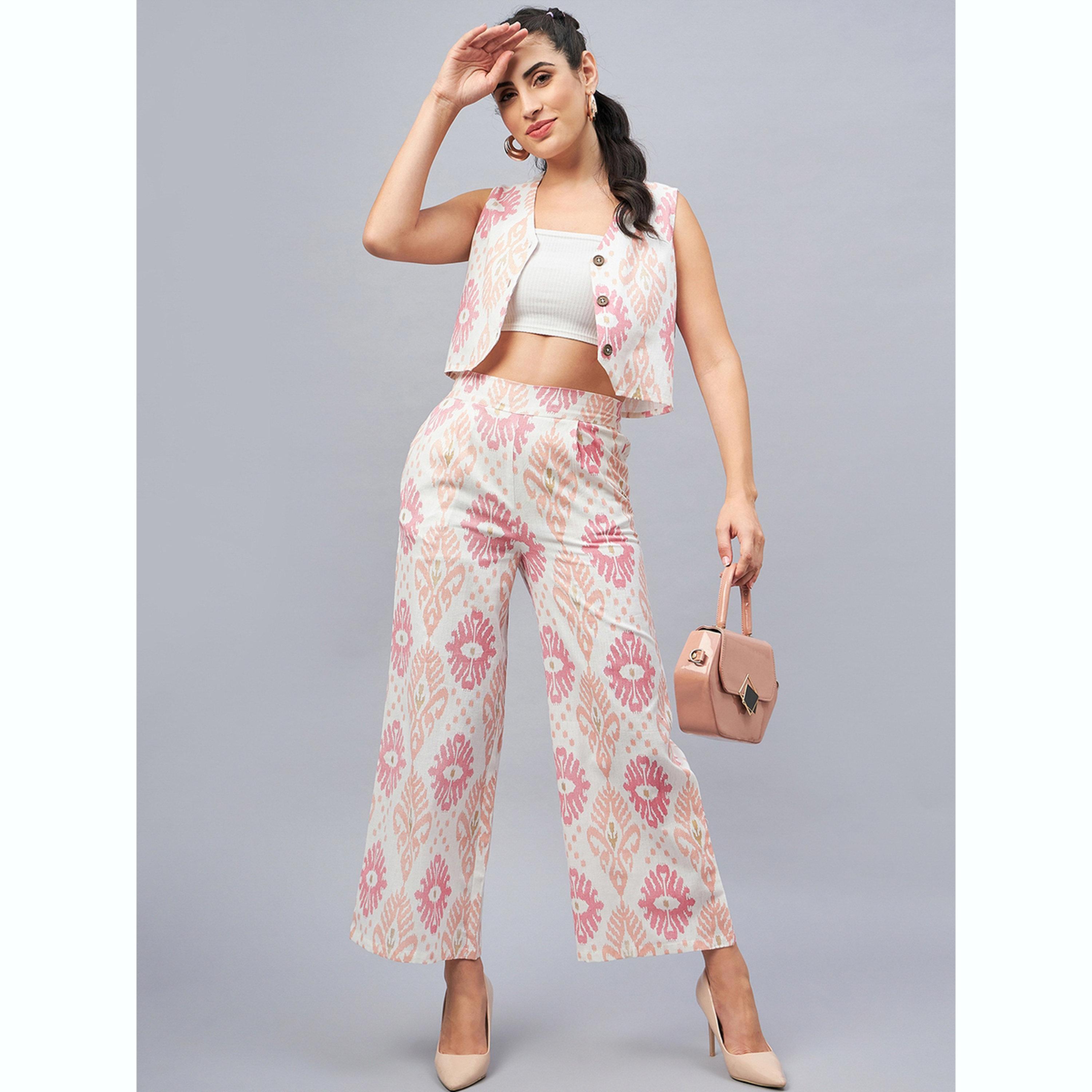 طقم سترة مطبوعة بنمط هندسي وبنطال-women-clothing-coordsets-image-2