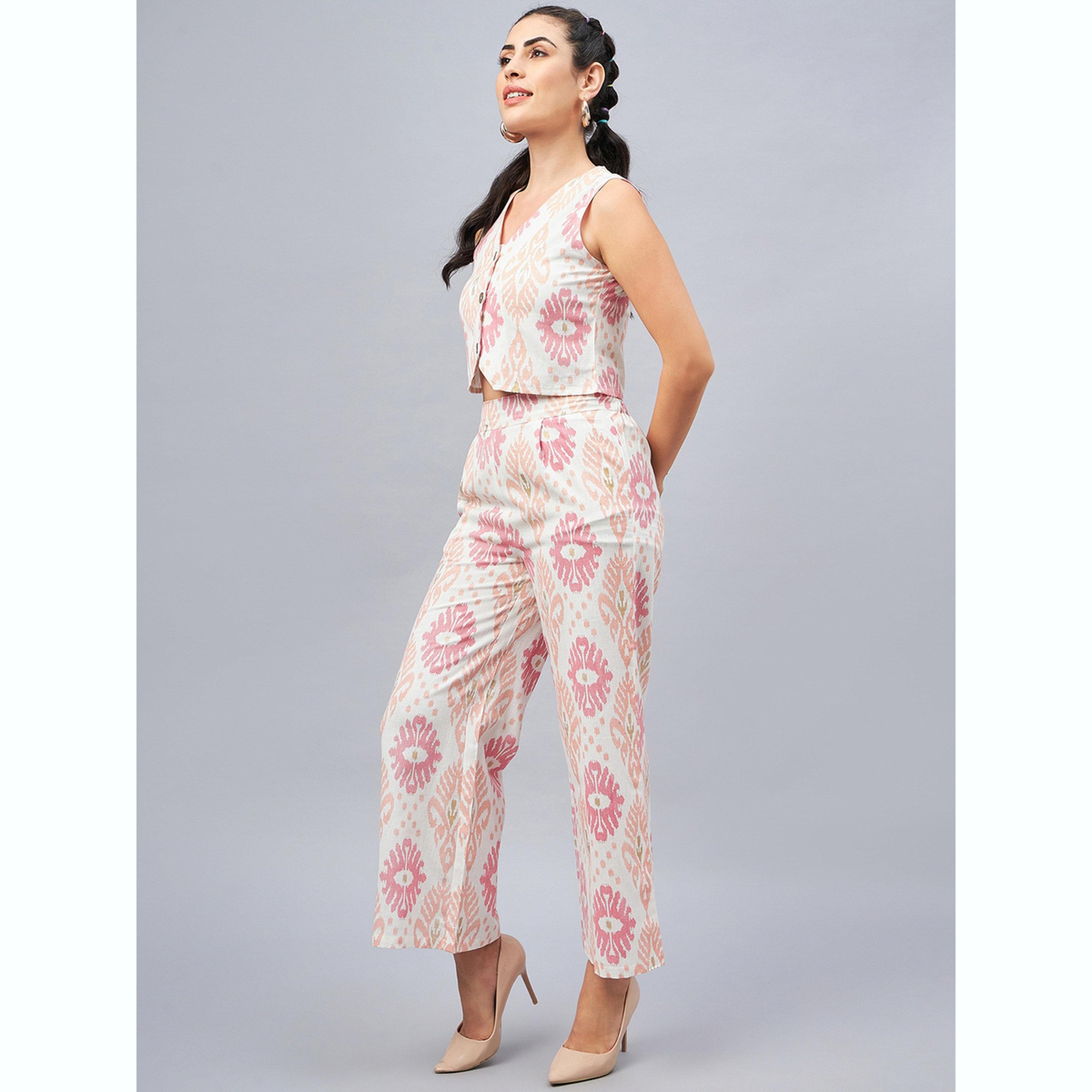 طقم سترة مطبوعة بنمط هندسي وبنطال-women-clothing-coordsets-image-3