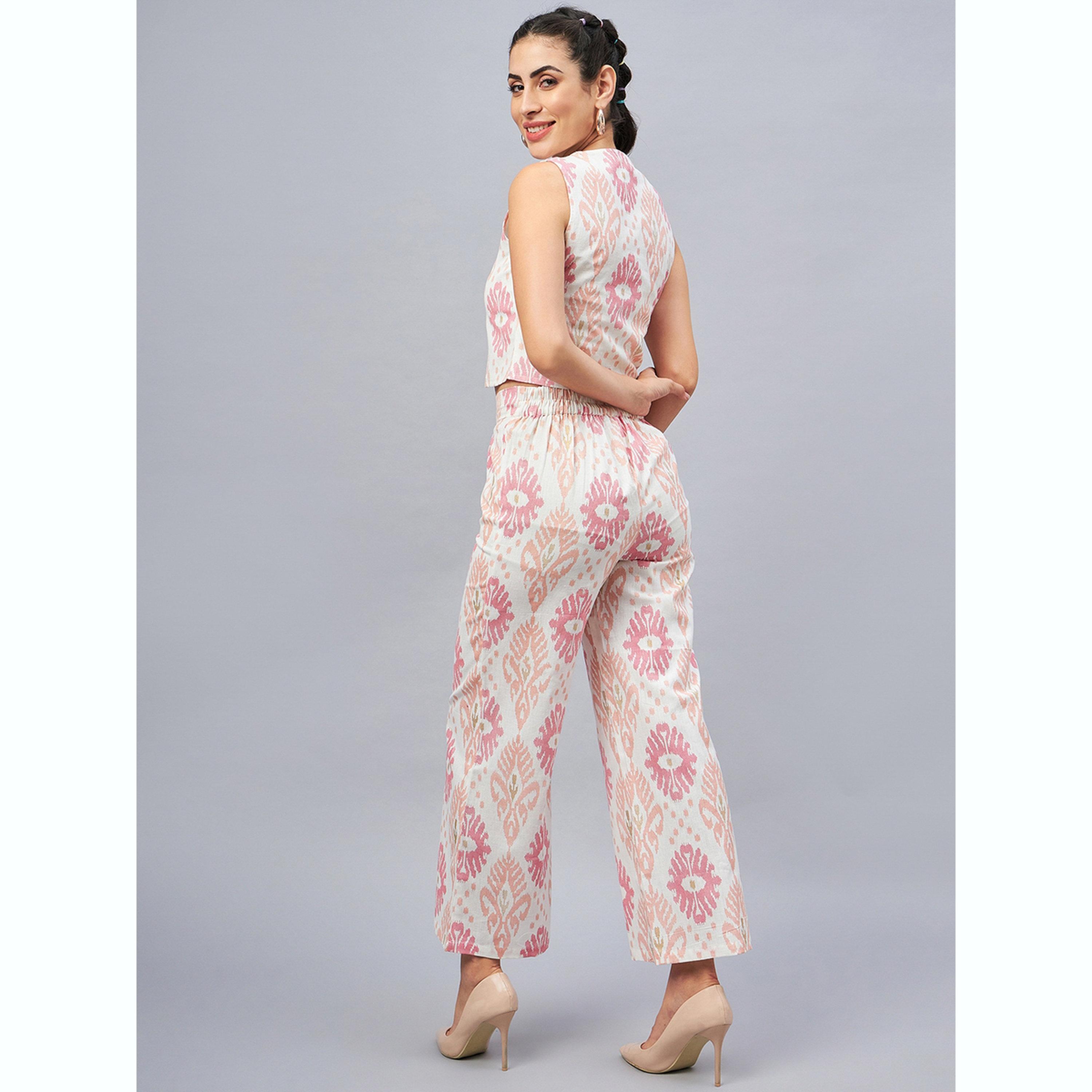 طقم سترة مطبوعة بنمط هندسي وبنطال-women-clothing-coordsets-image-4