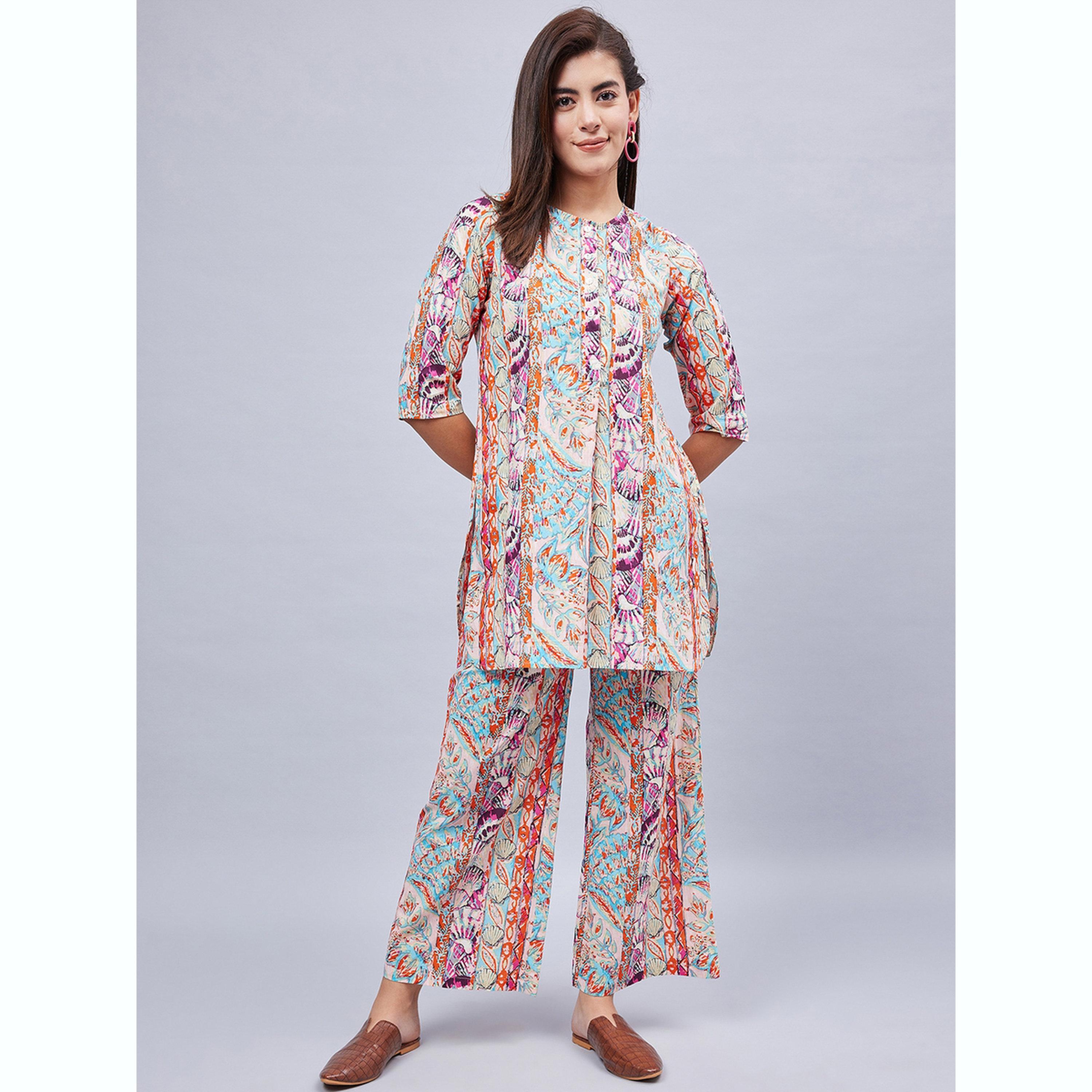طقم تونيك مطبوع مع بنطال-women-clothing-coordsets-image-1