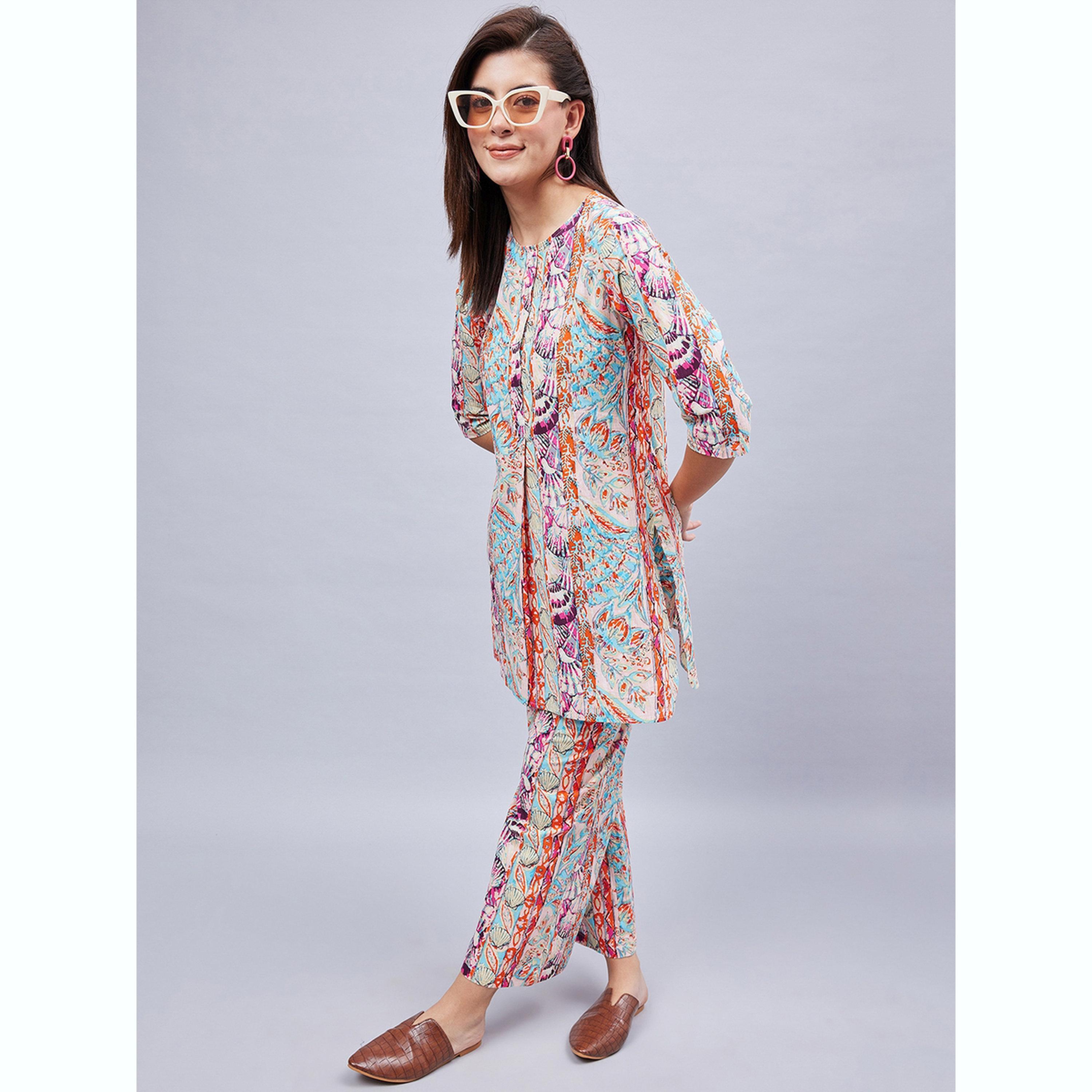 طقم تونيك مطبوع مع بنطال-women-clothing-coordsets-image-2
