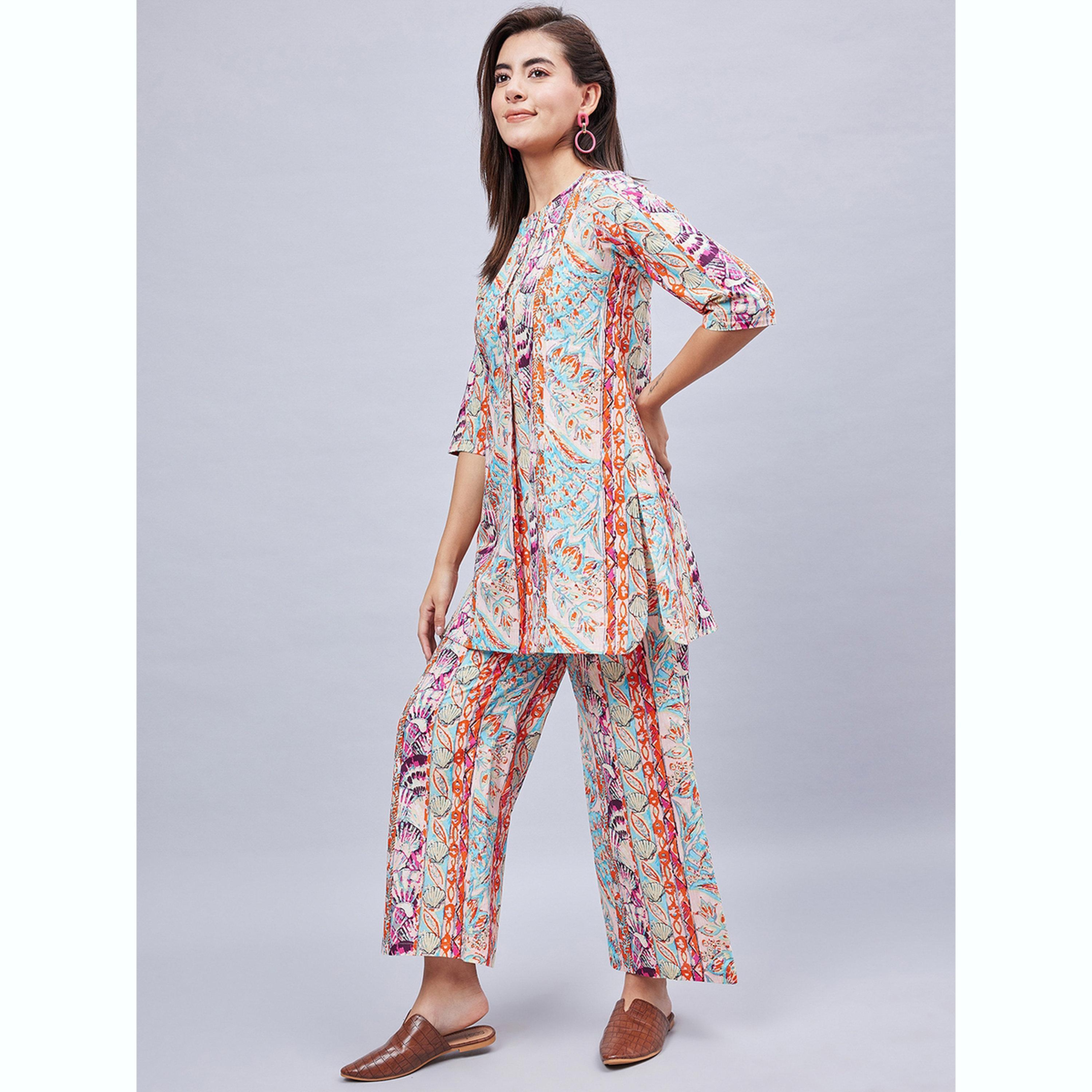 طقم تونيك مطبوع مع بنطال-women-clothing-coordsets-image-3
