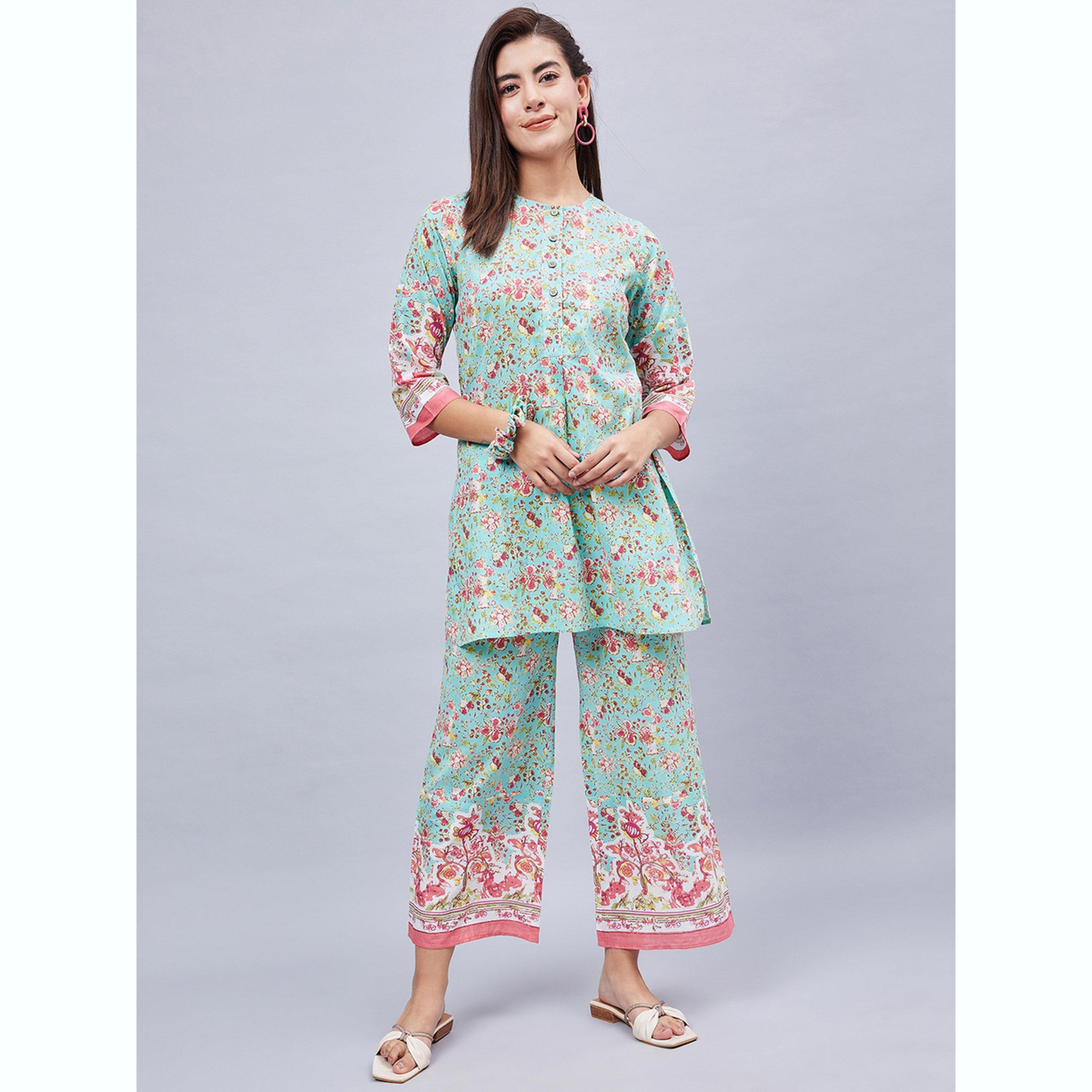 طقم تونيك مطبوع مع بنطال-women-clothing-coordsets-image-1