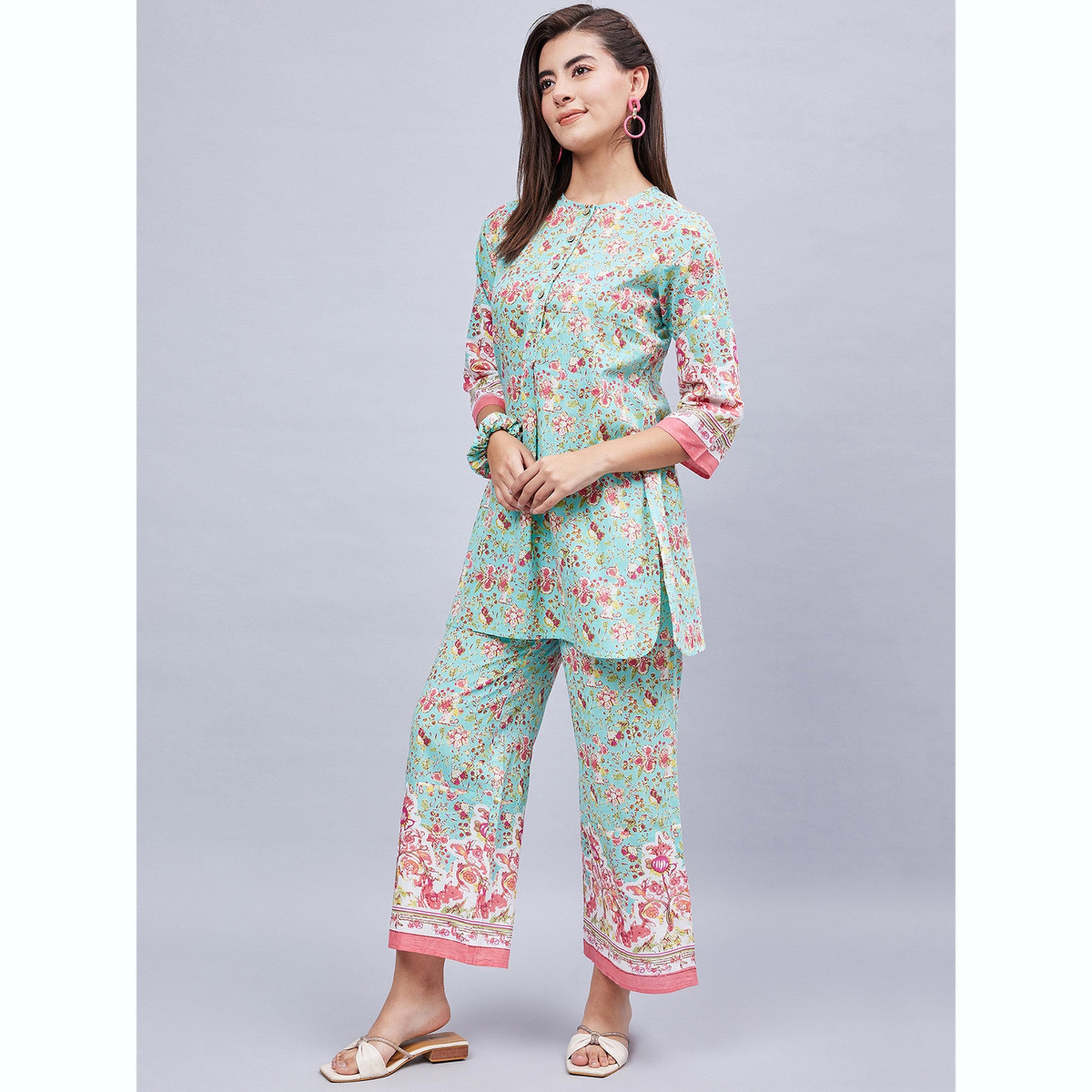 طقم تونيك مطبوع مع بنطال-women-clothing-coordsets-image-2