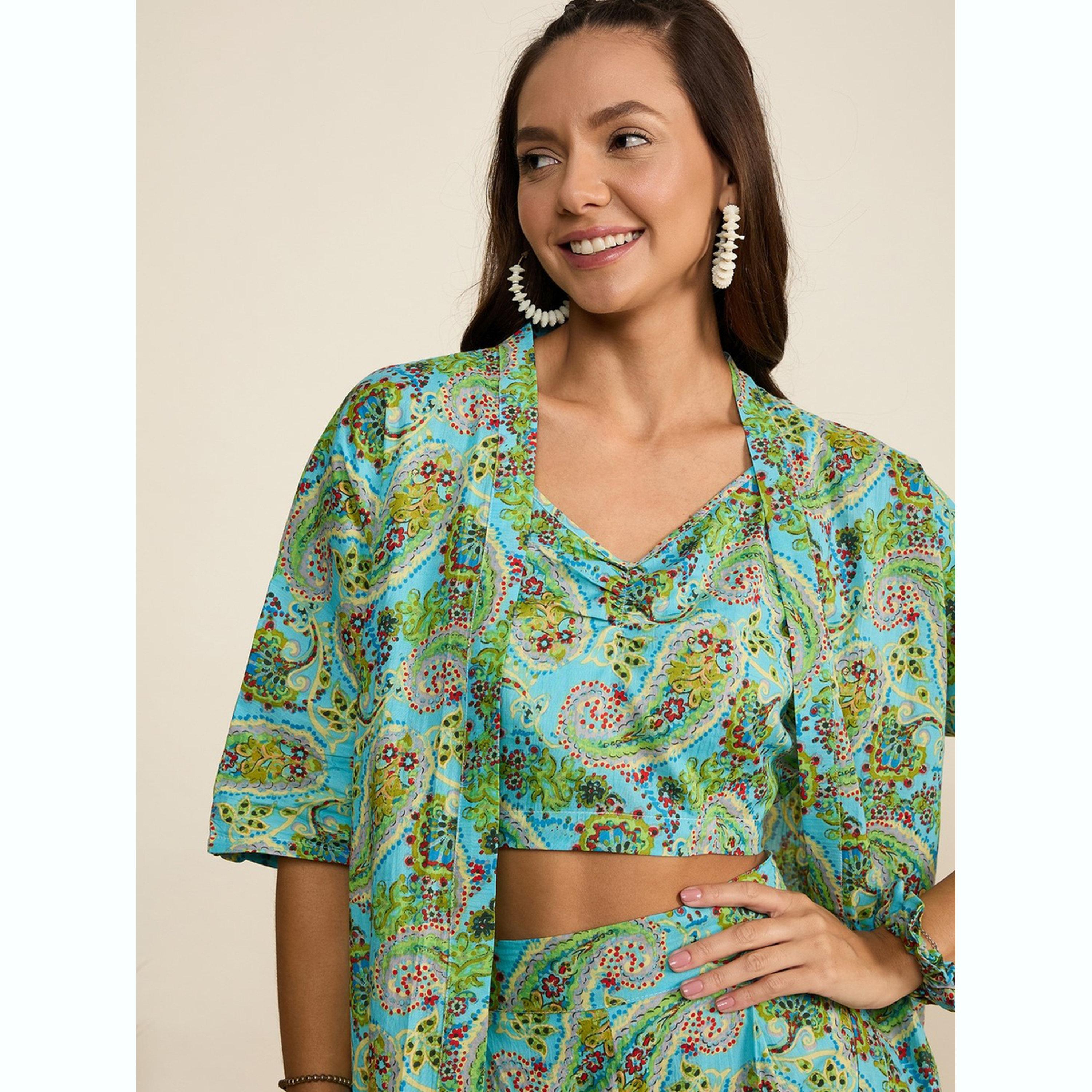 طقم كيمونو مطبوع بنقشة بيزلي مع بلوزة وبنطال-women-clothing-coordsets-image-6