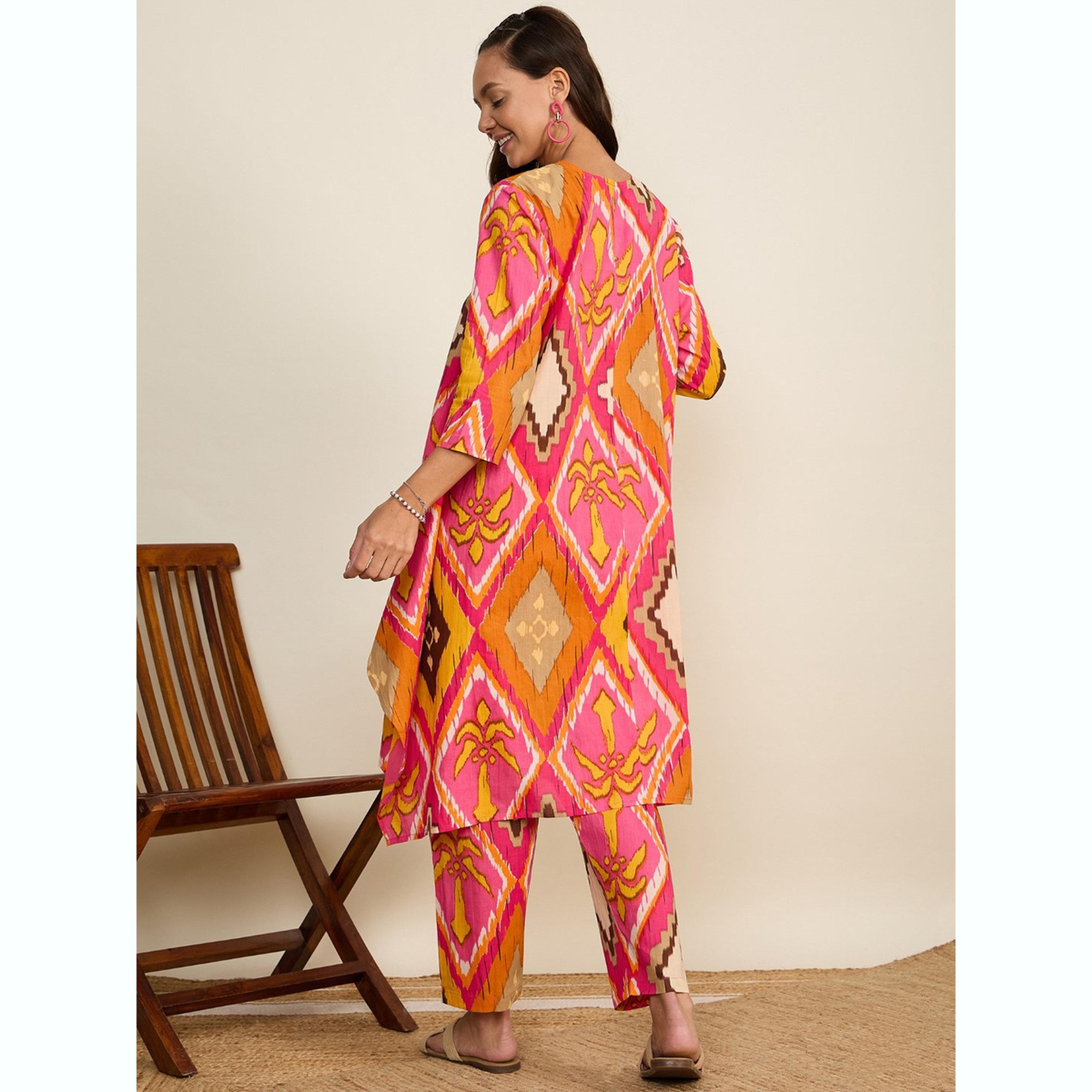 طقم تونيك مطبوع بنمط هندسي مع بنطال-women-clothing-coordsets-image-4