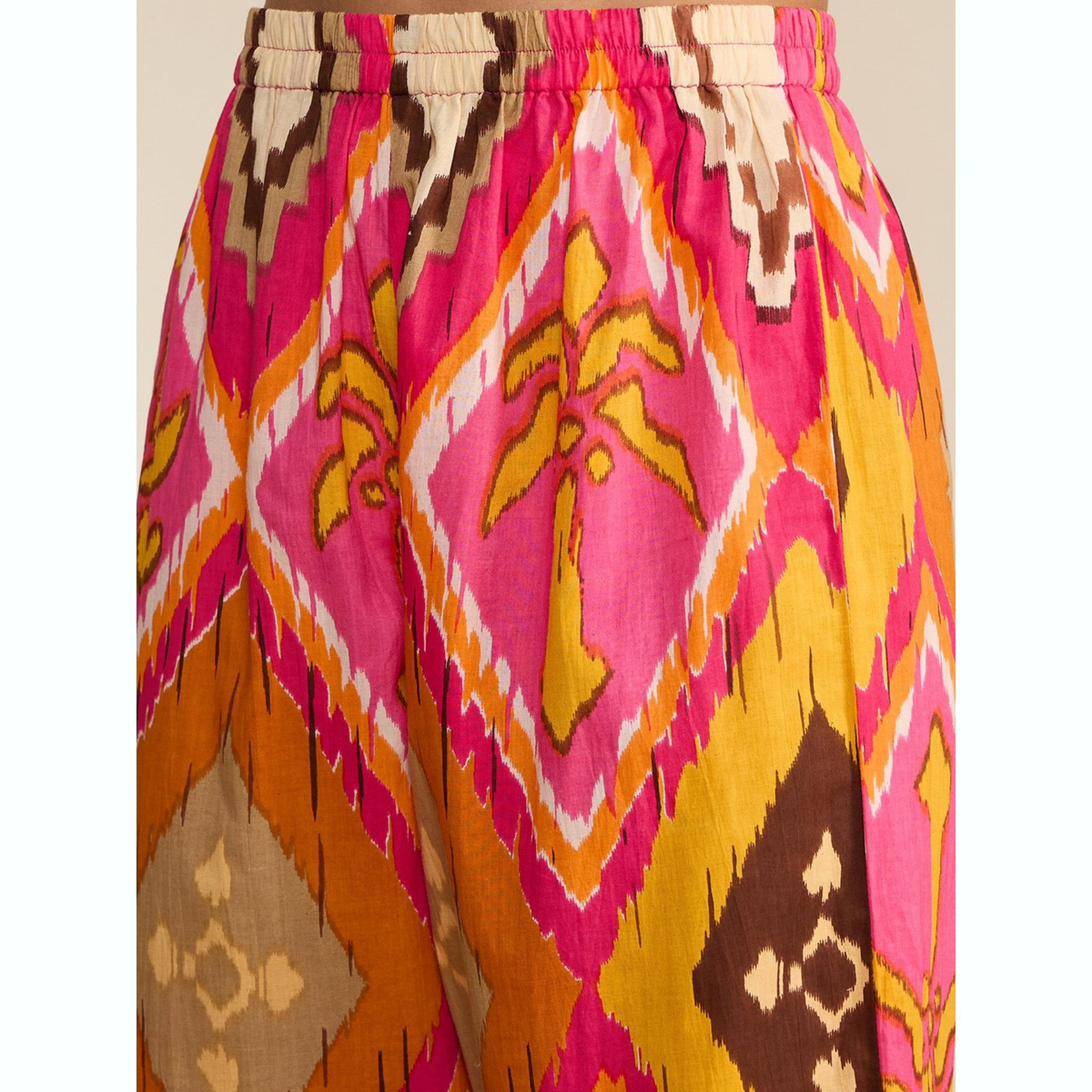 طقم تونيك مطبوع بنمط هندسي مع بنطال-women-clothing-coordsets-image-5