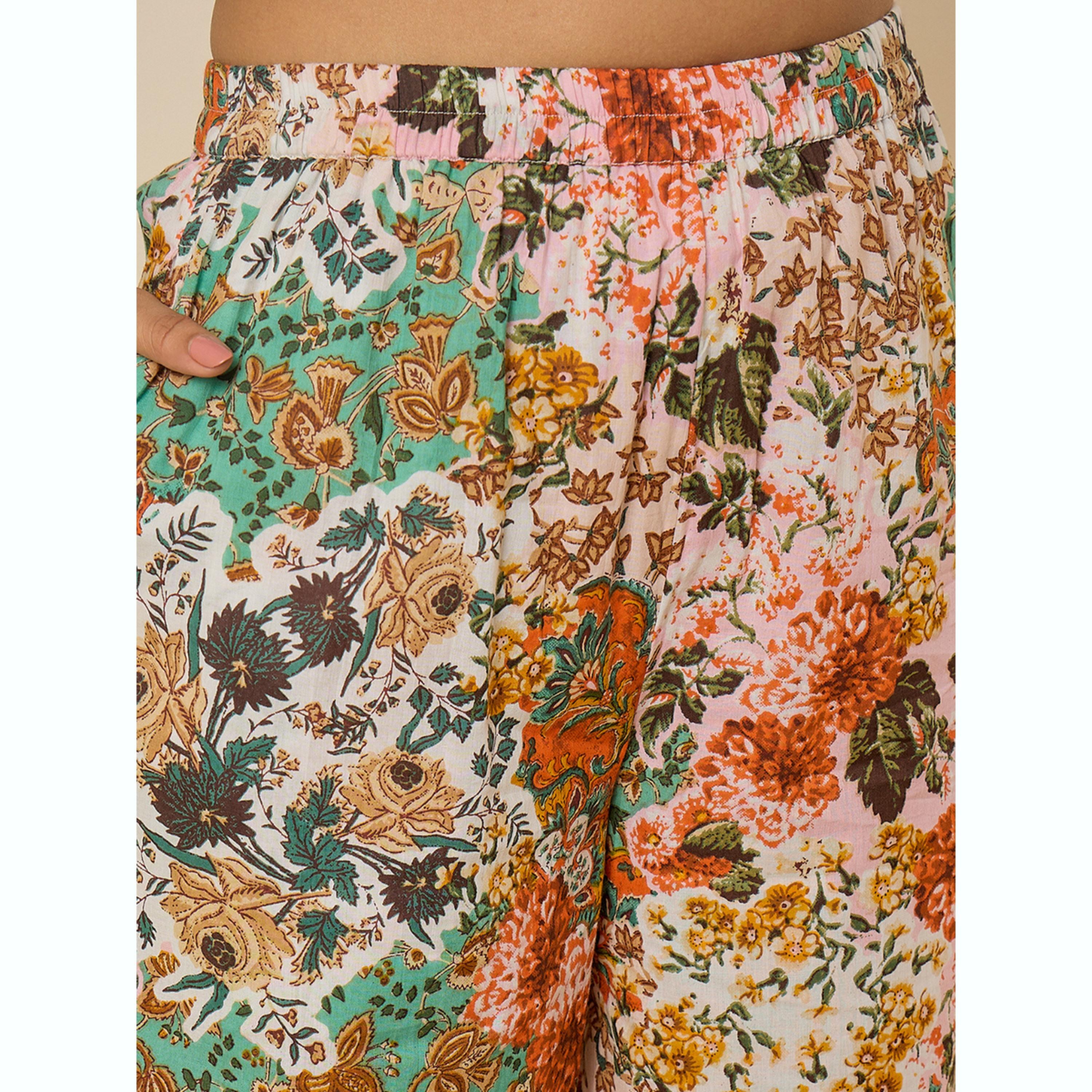 طقم منسق تونيك بأكمام منفوخة وبنطال بطبعة أزهار-women-clothing-coordsets-image-5