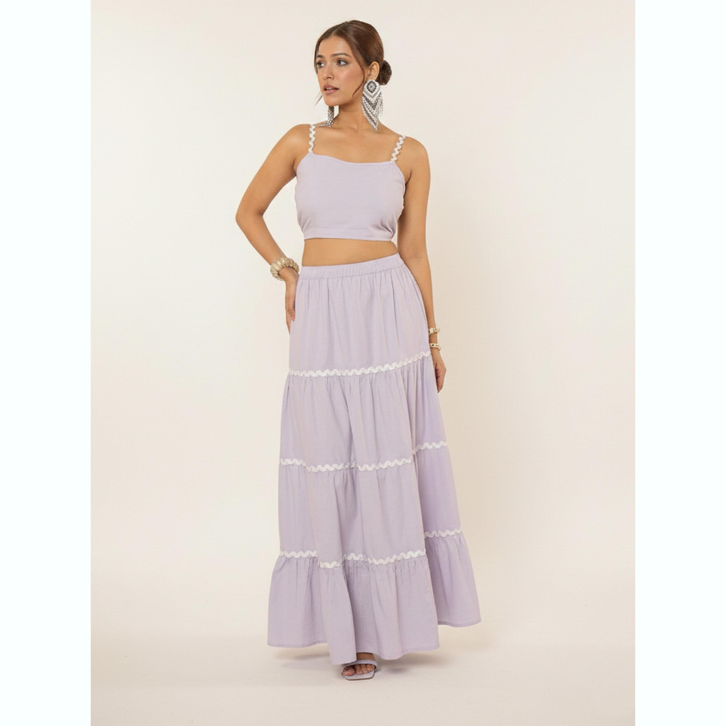 طقم بلوزة قصيرة سادة وتنورة ماكسي-women-clothing-coordsets-image-1