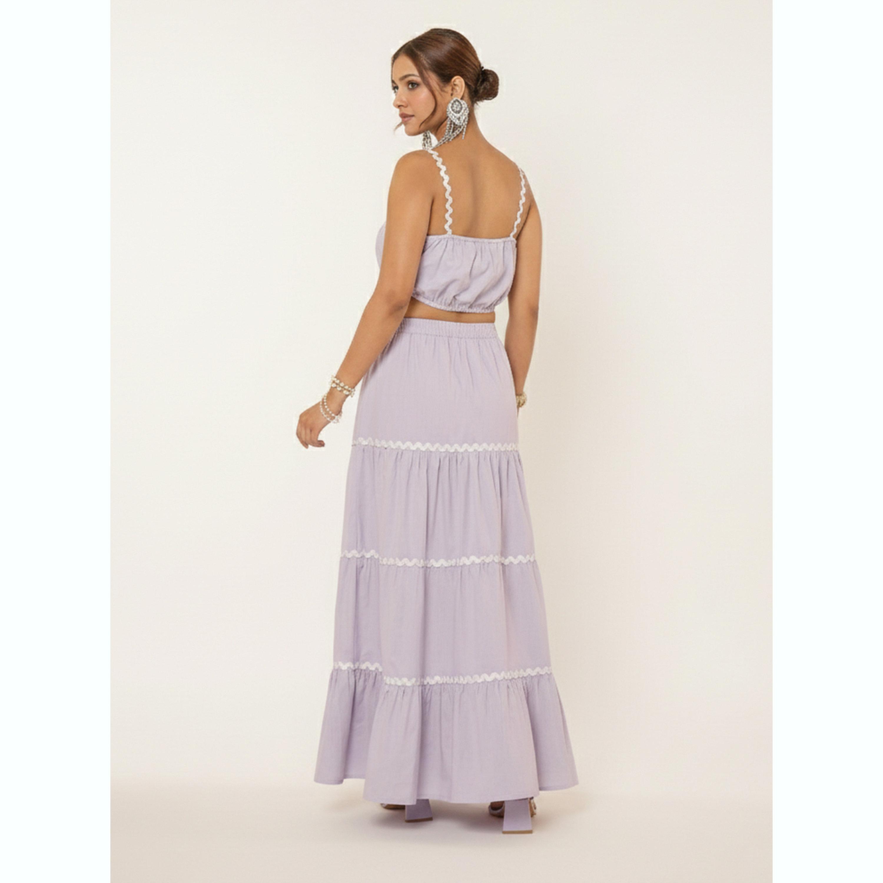 طقم بلوزة قصيرة سادة وتنورة ماكسي-women-clothing-coordsets-image-2