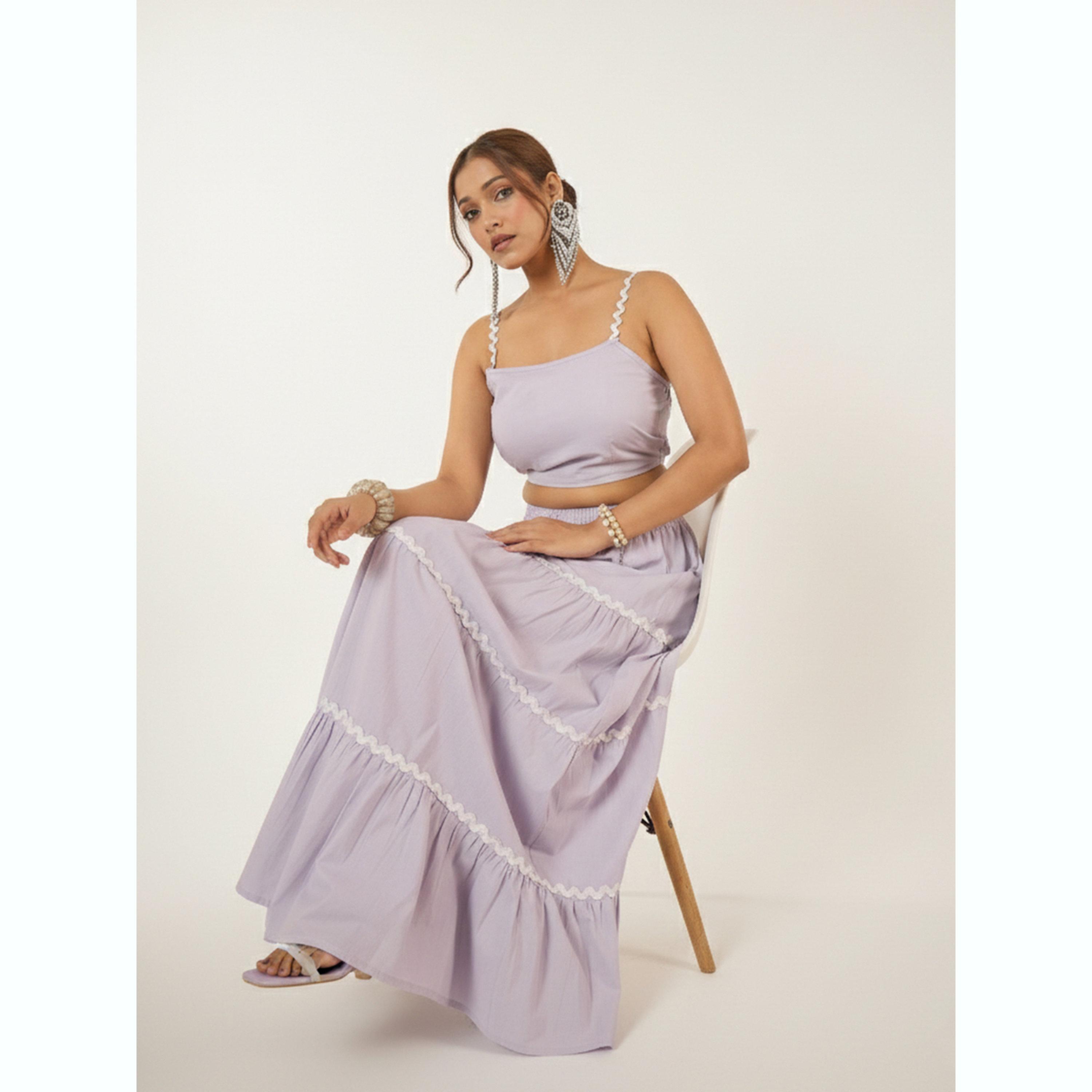 طقم بلوزة قصيرة سادة وتنورة ماكسي-women-clothing-coordsets-image-3