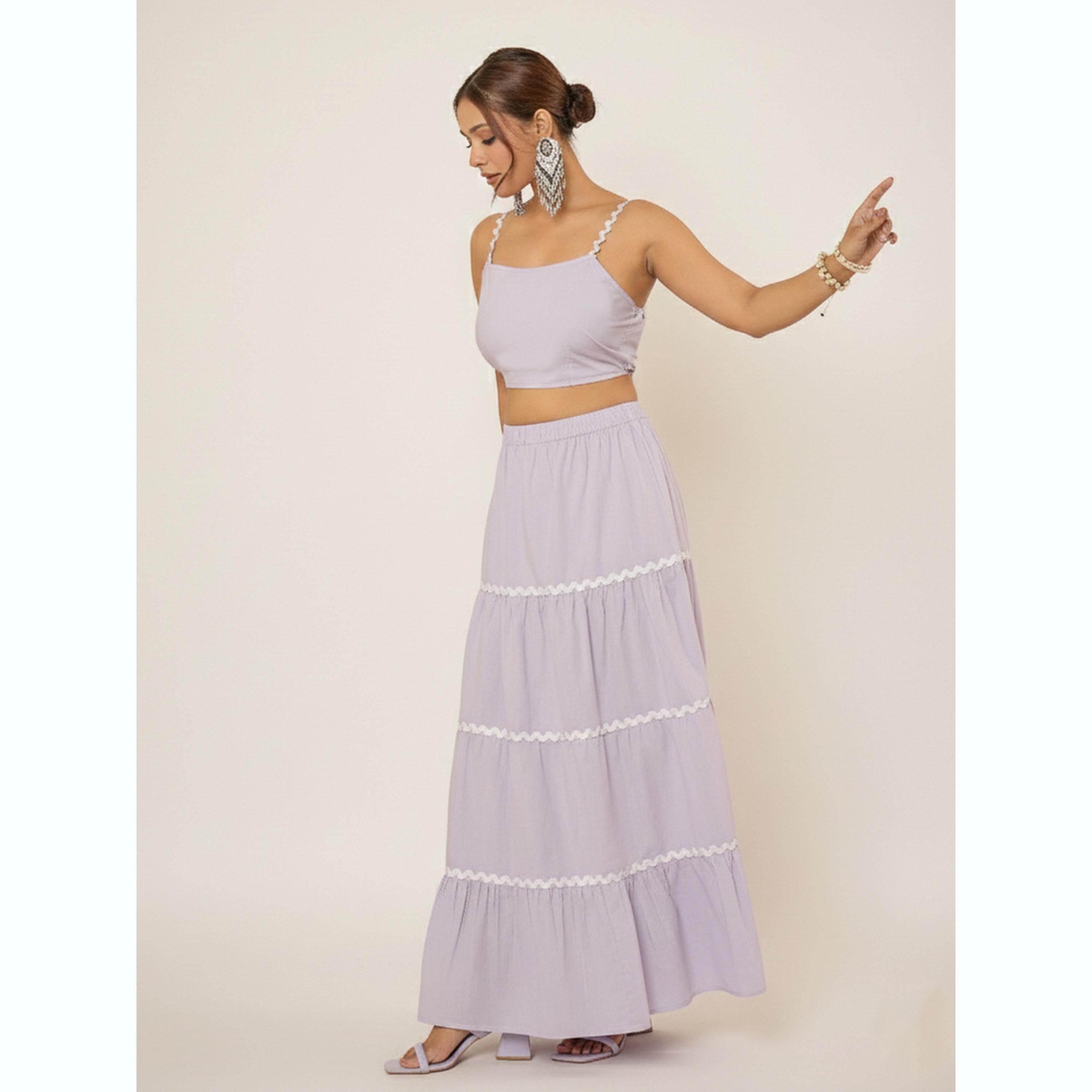 طقم بلوزة قصيرة سادة وتنورة ماكسي-women-clothing-coordsets-image-4