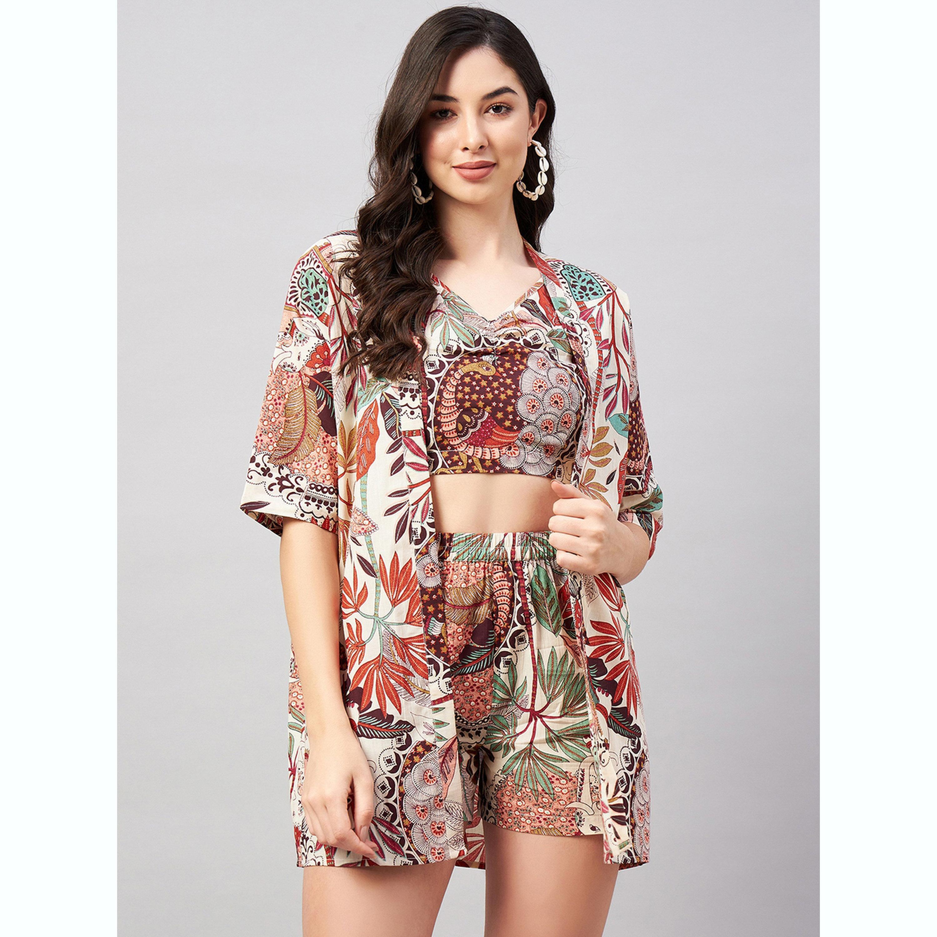 طقم كيمونو وبلوزة وشورت-women-clothing-coordsets-image-1