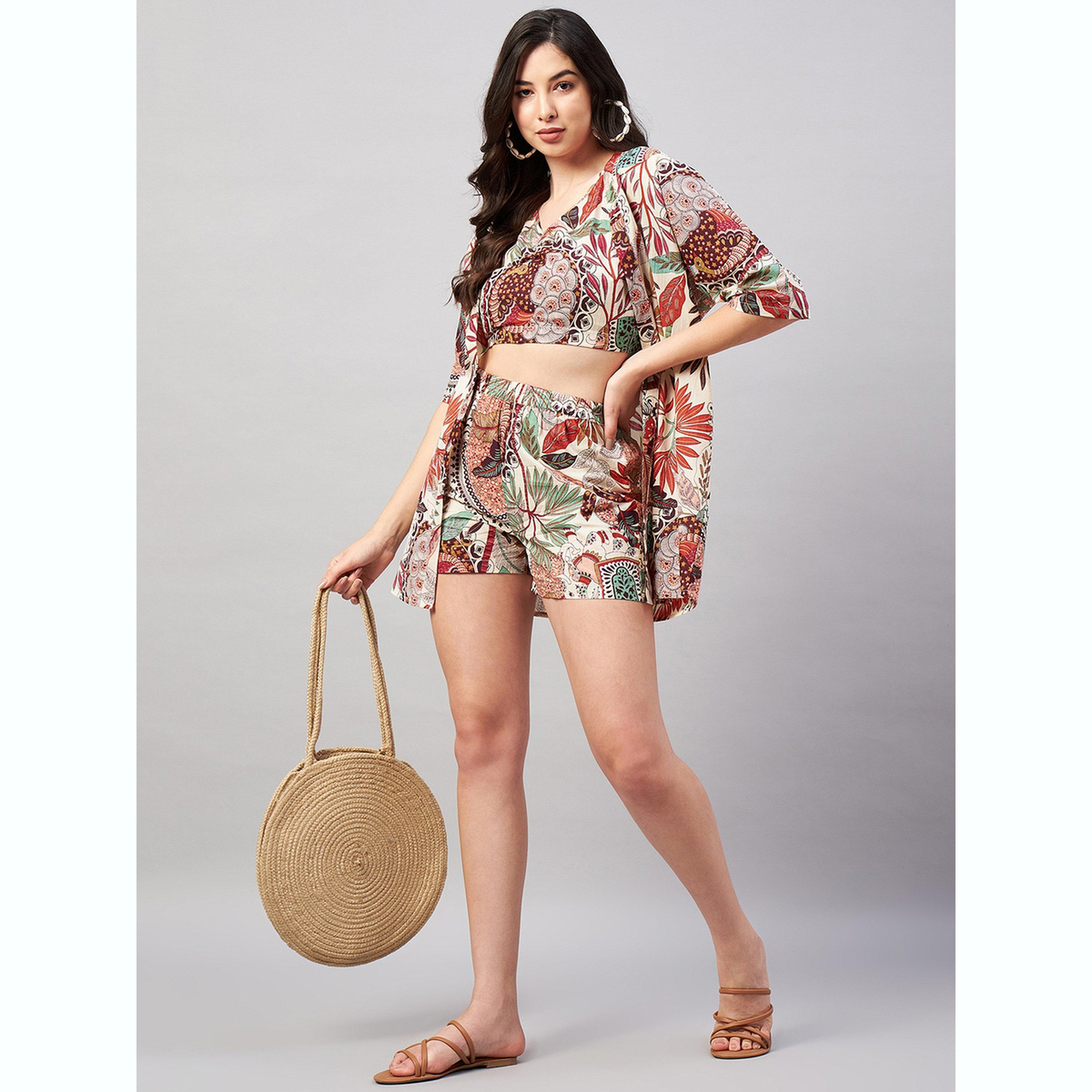 طقم كيمونو وبلوزة وشورت-women-clothing-coordsets-image-2