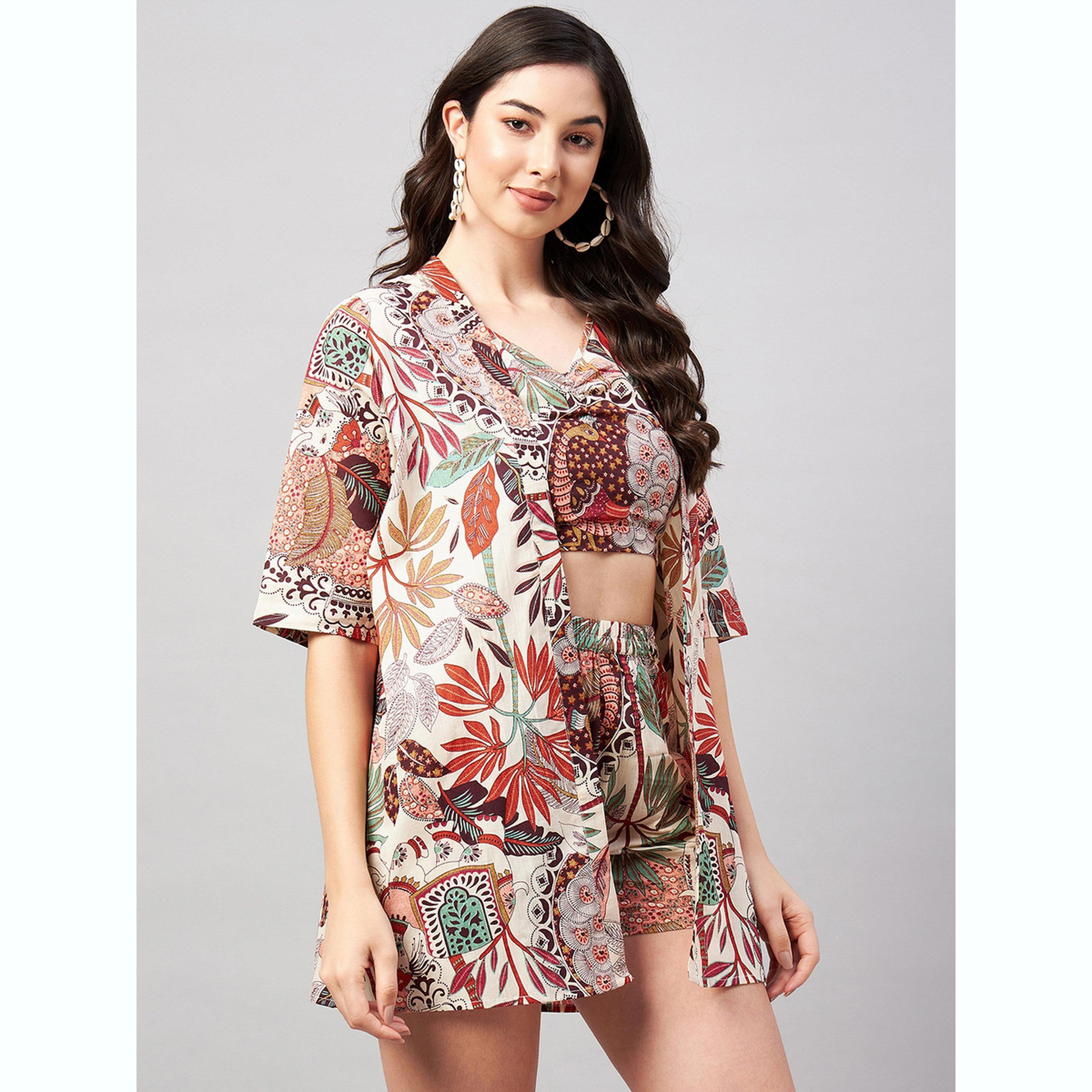 طقم كيمونو وبلوزة وشورت-women-clothing-coordsets-image-4