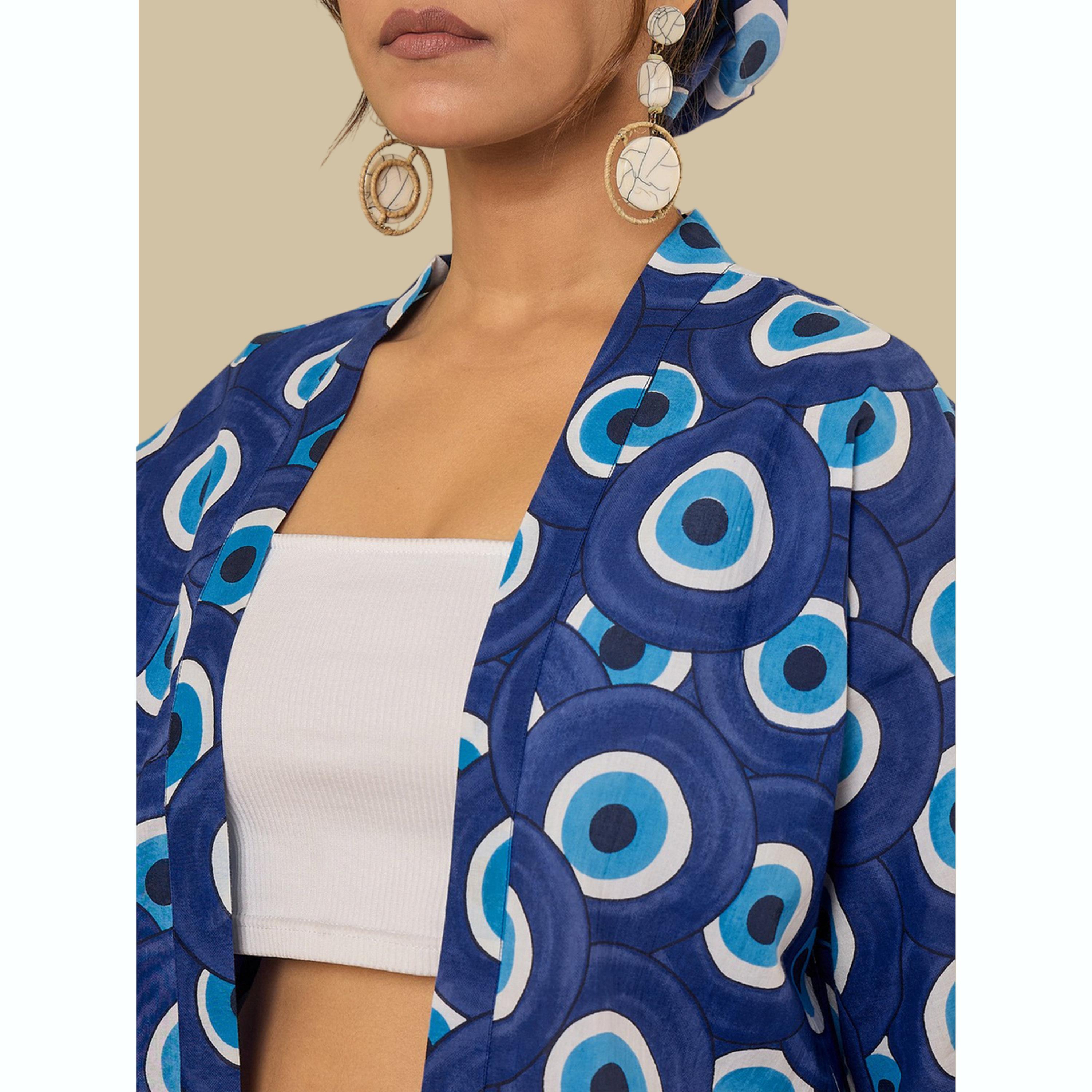 طقم كيمونو وبلوزة وشورت بطبعة عين الشر-women-clothing-coordsets-image-5
