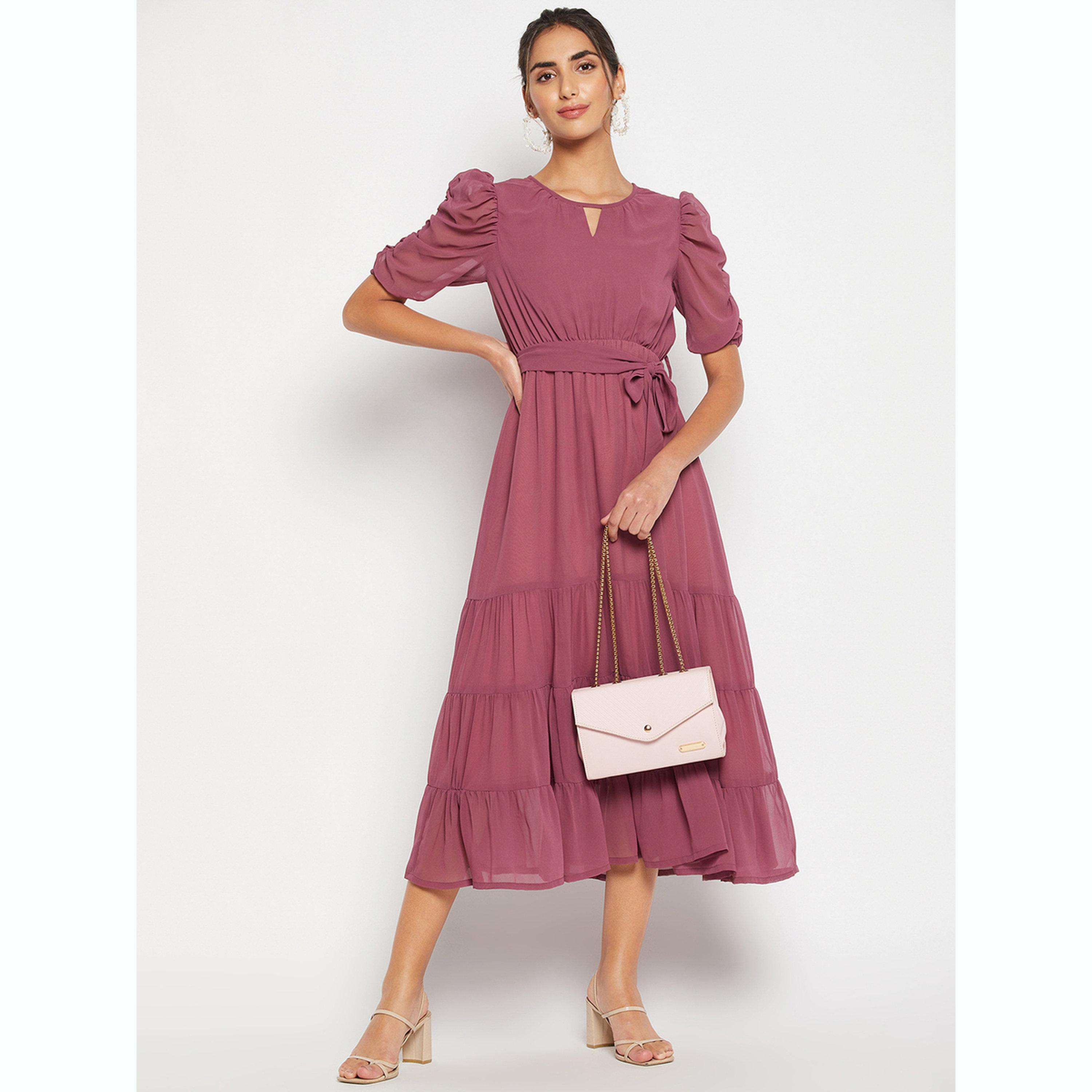 فستان ميدي بطبقات مزمومة-women-clothing-dresses-image-1