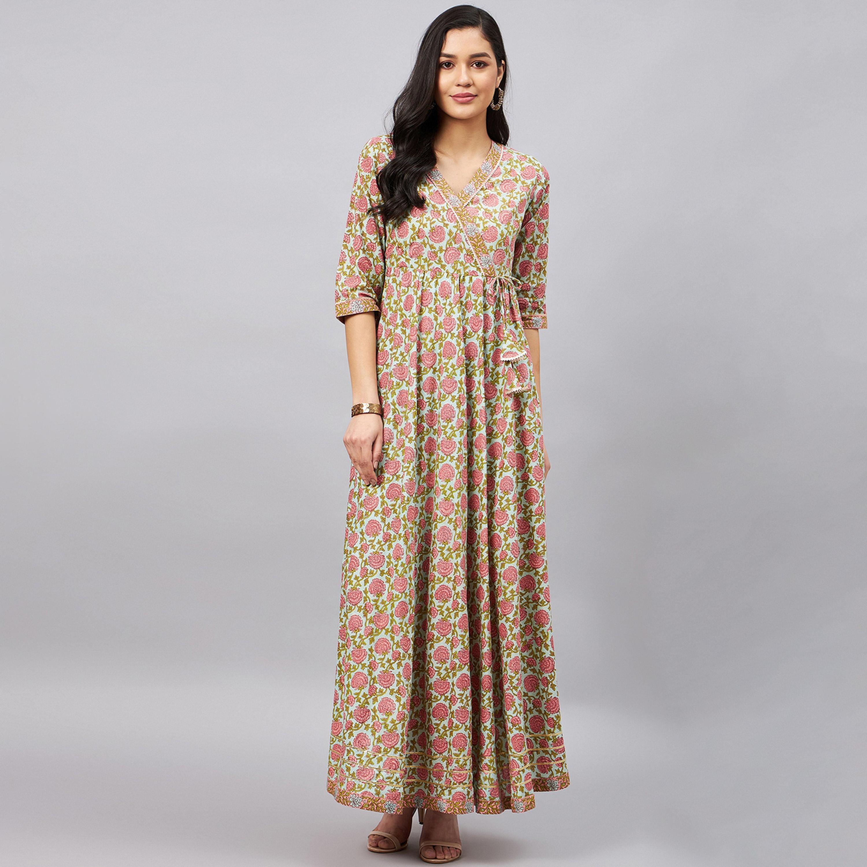 فستان ميدي بطبعة زهور-women-clothing-dresses-image-1