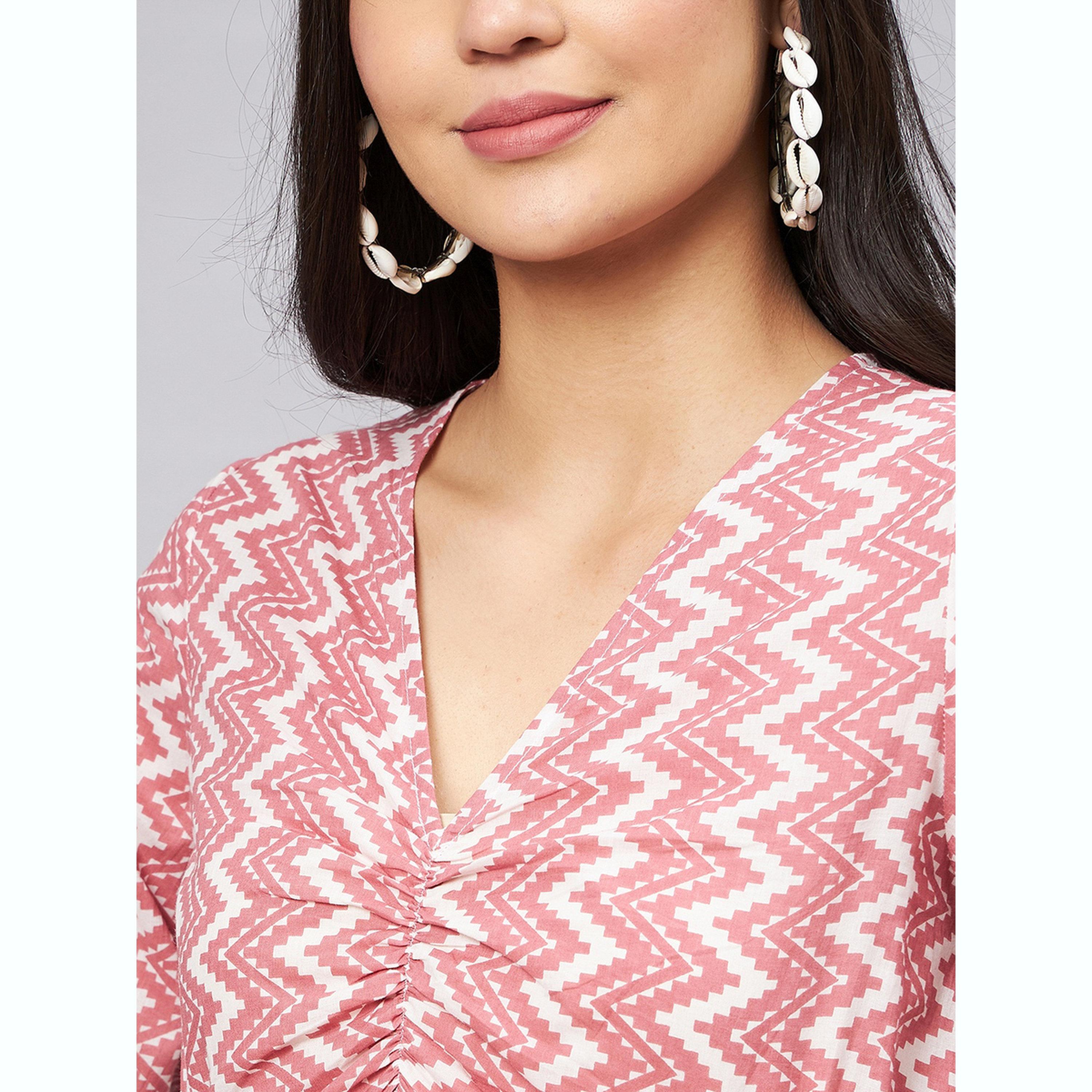 فستان ميدي بعقدة أمامية مطبوع بنمط متعرج-women-clothing-dresses-image-6