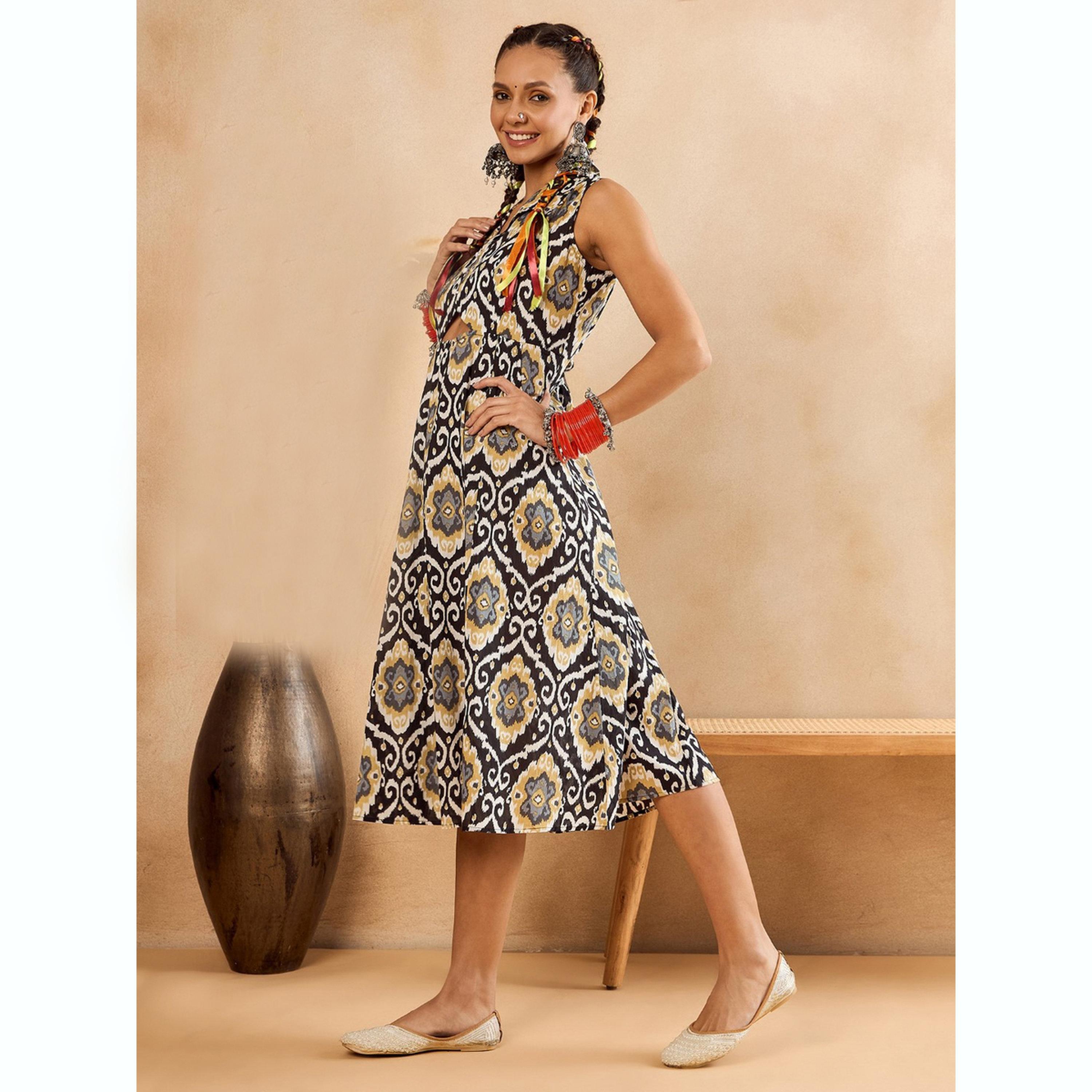 فستان بطول الركبة بلا أكمام مطبوع-women-clothing-dresses-image-2