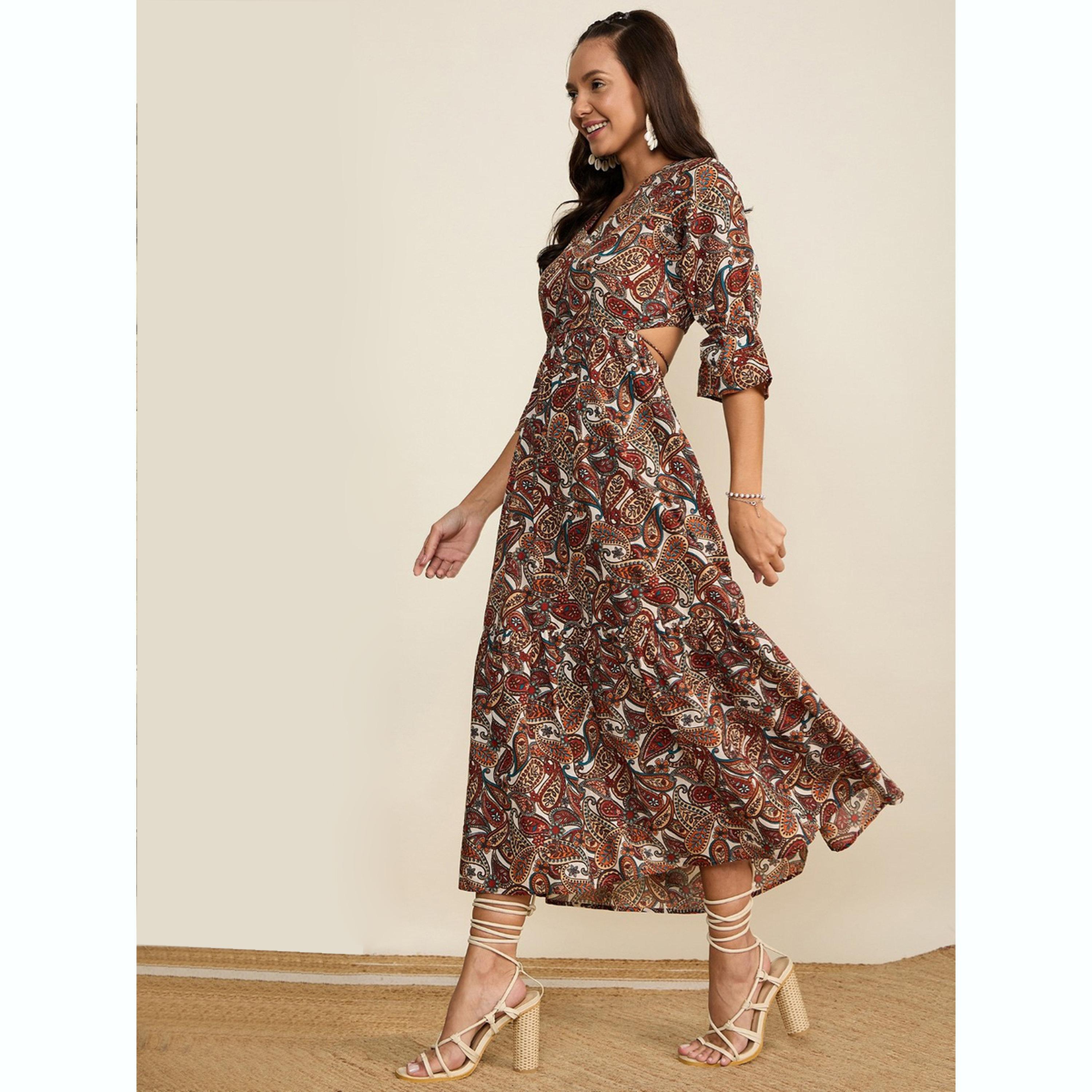 فستان ميدي مطبوع بنقشة بيزلي-women-clothing-dresses-image-2
