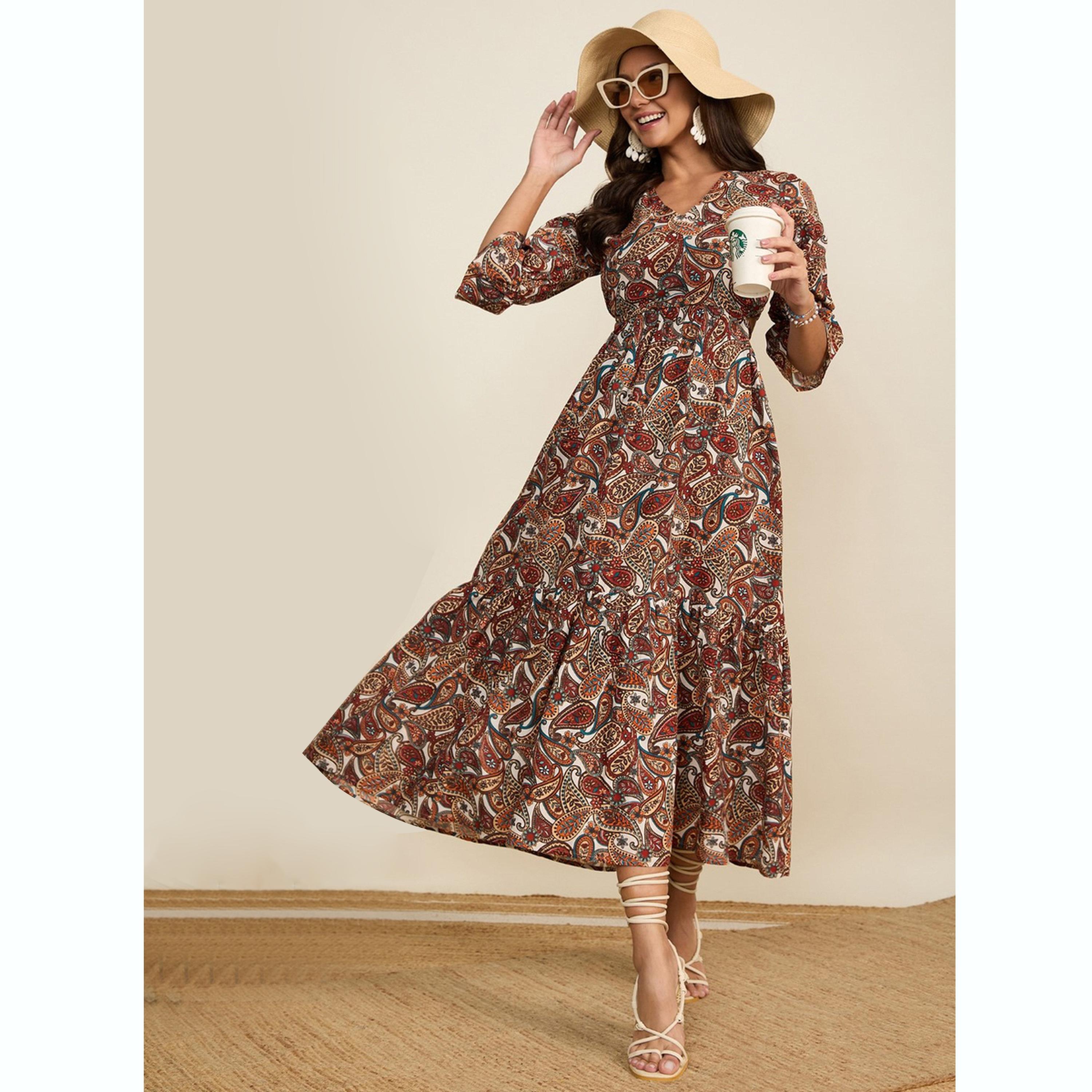 فستان ميدي مطبوع بنقشة بيزلي-women-clothing-dresses-image-3