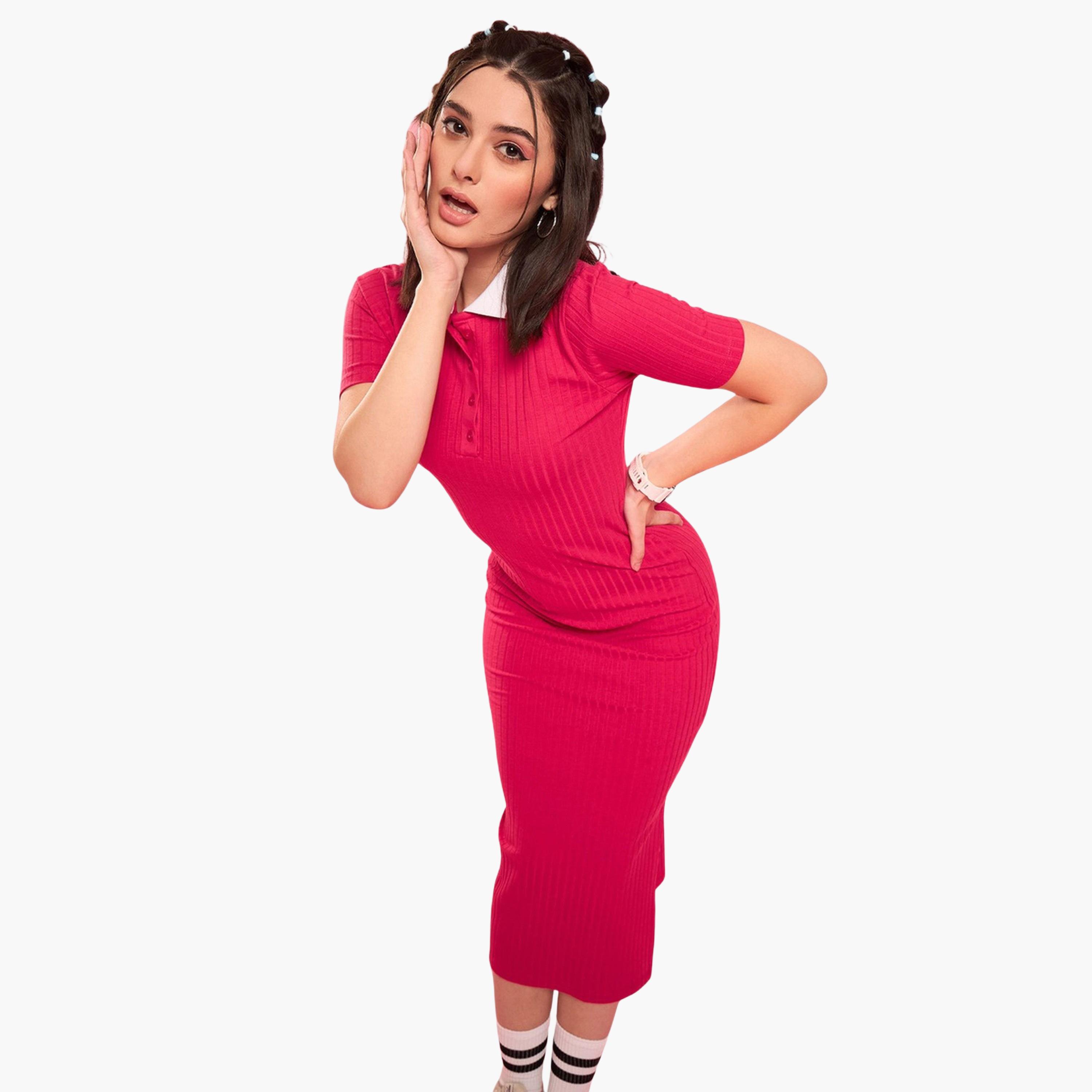 فستان ميدي ضيق بياقة-women-clothing-dresses-image-4