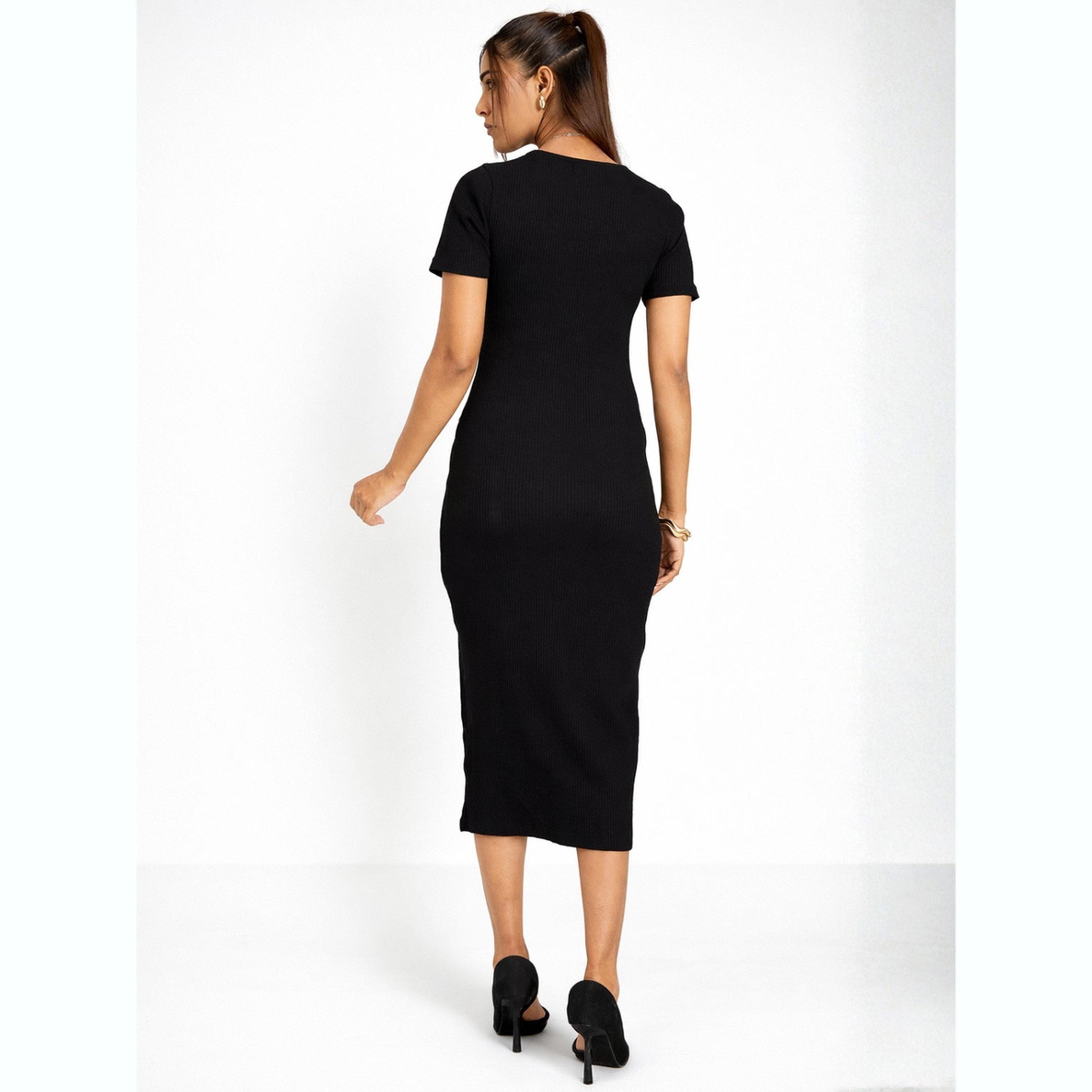 WineRed X Styli Women Black Short Sleeve Bodycon Midi Dress-women-clothing-dresses-image-3