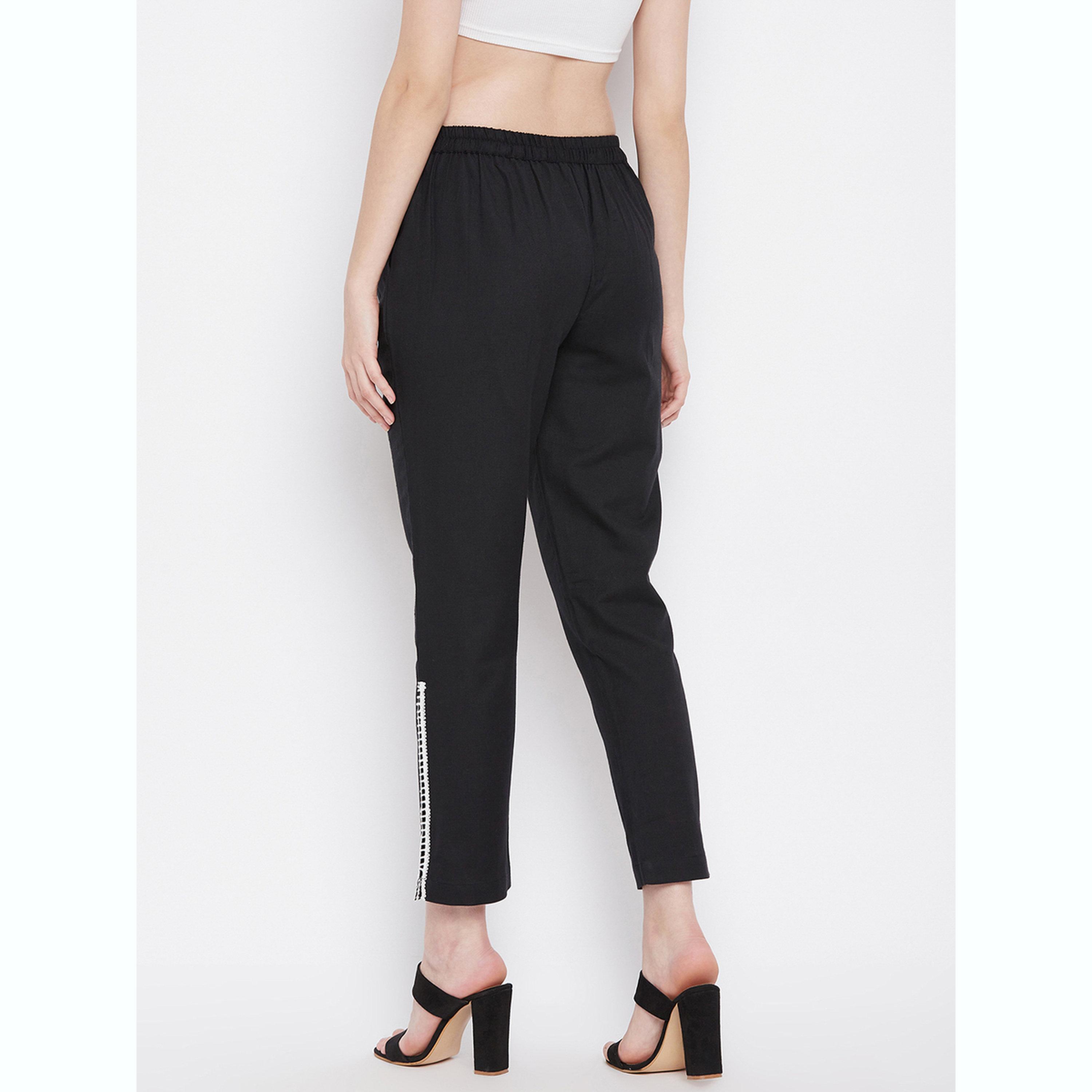 WineRed X Styli Women Black Trouser with Lace Panel-women-clothing-bottoms-joggers-image-3