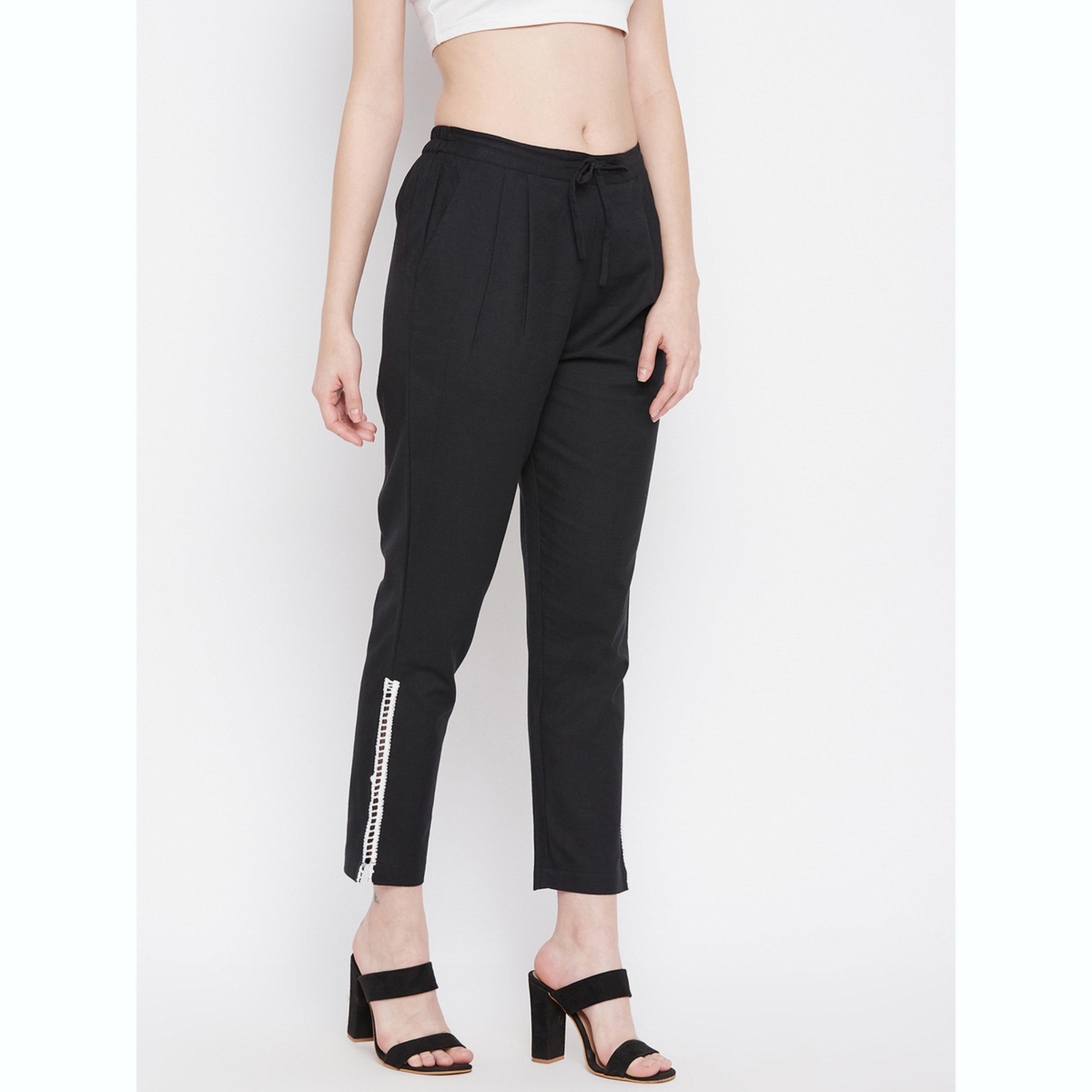 WineRed X Styli Women Black Trouser with Lace Panel-women-clothing-bottoms-joggers-image-6