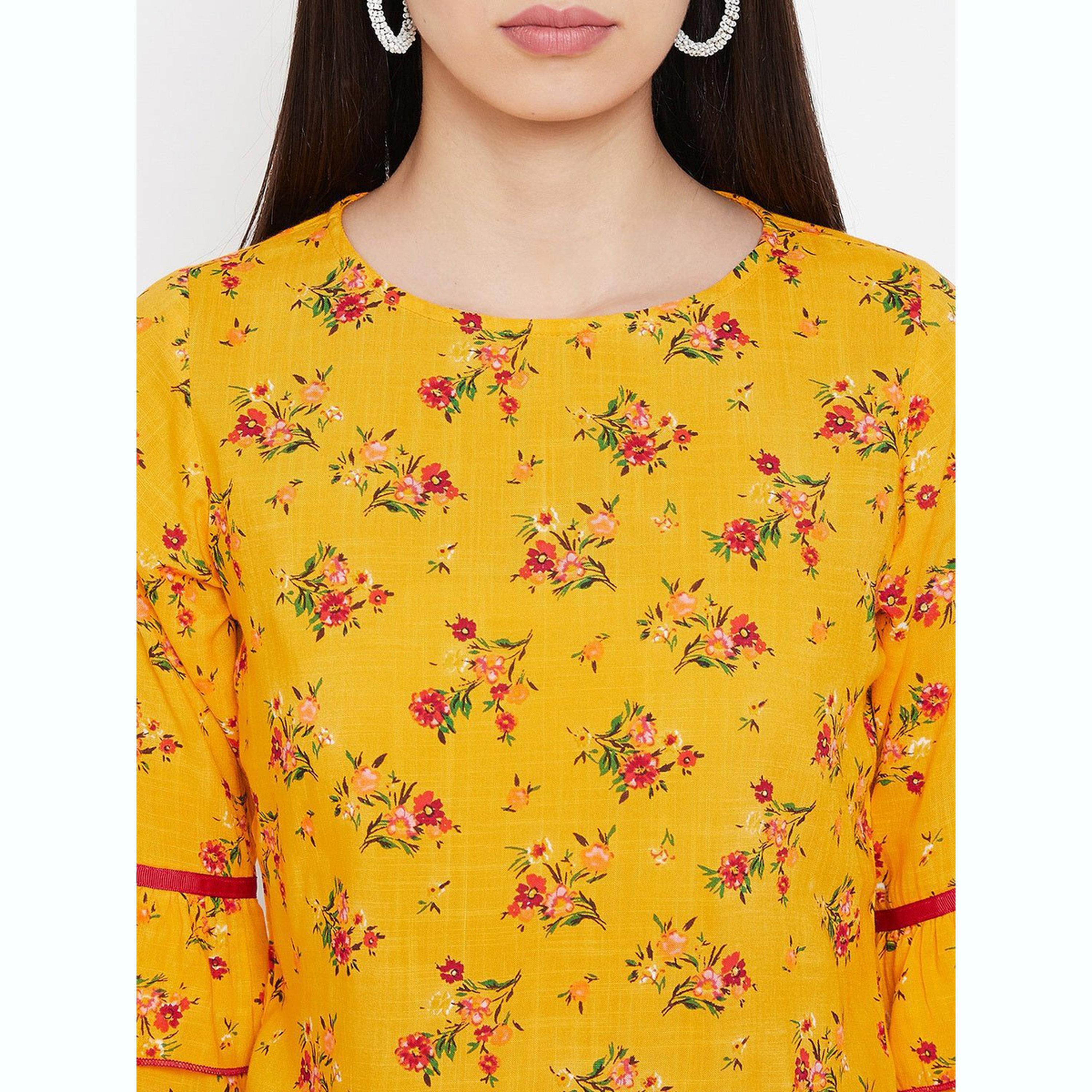 واين ريد × ستايلي - بلوزة صفراء مزهرة من قماش الرايون للنساء-women-clothing-shirtsandblouses-blouses-image-4